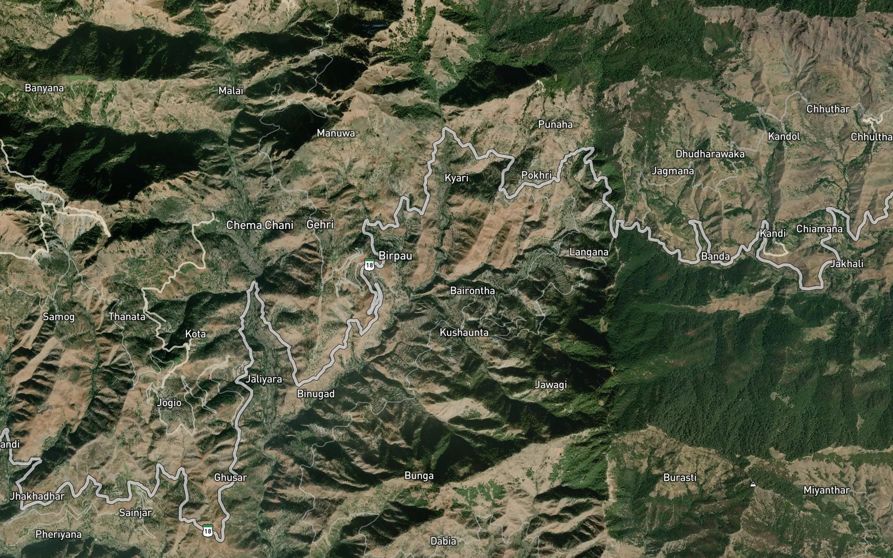 Satellite map of the Asari Gad
