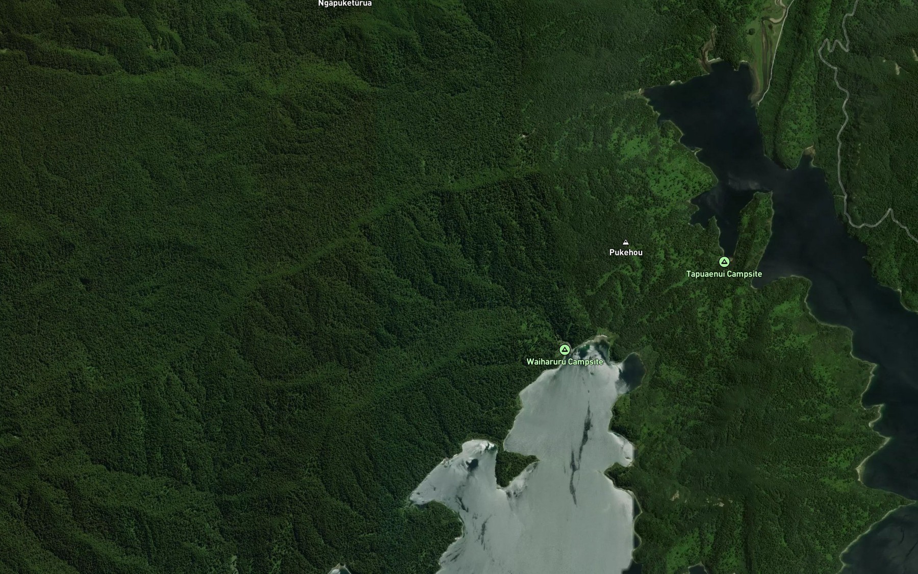 Satellite map of the Upokororo Bay