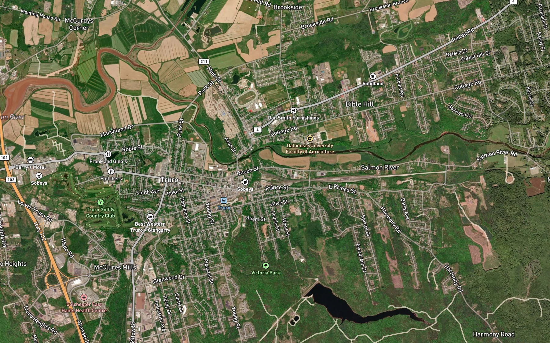 Satellite map of the Lepper Brook