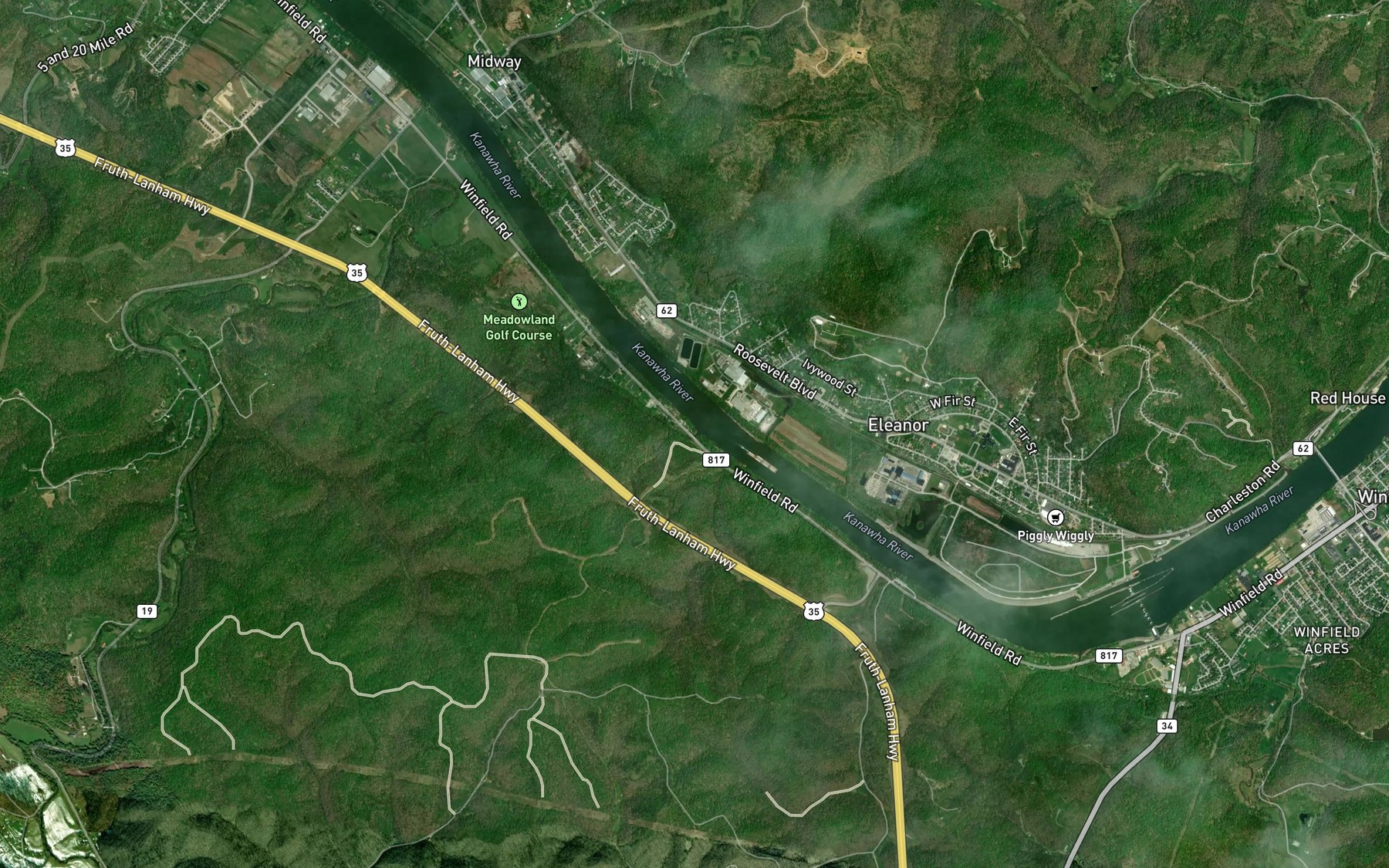 Satellite map of the Hurricane Creek