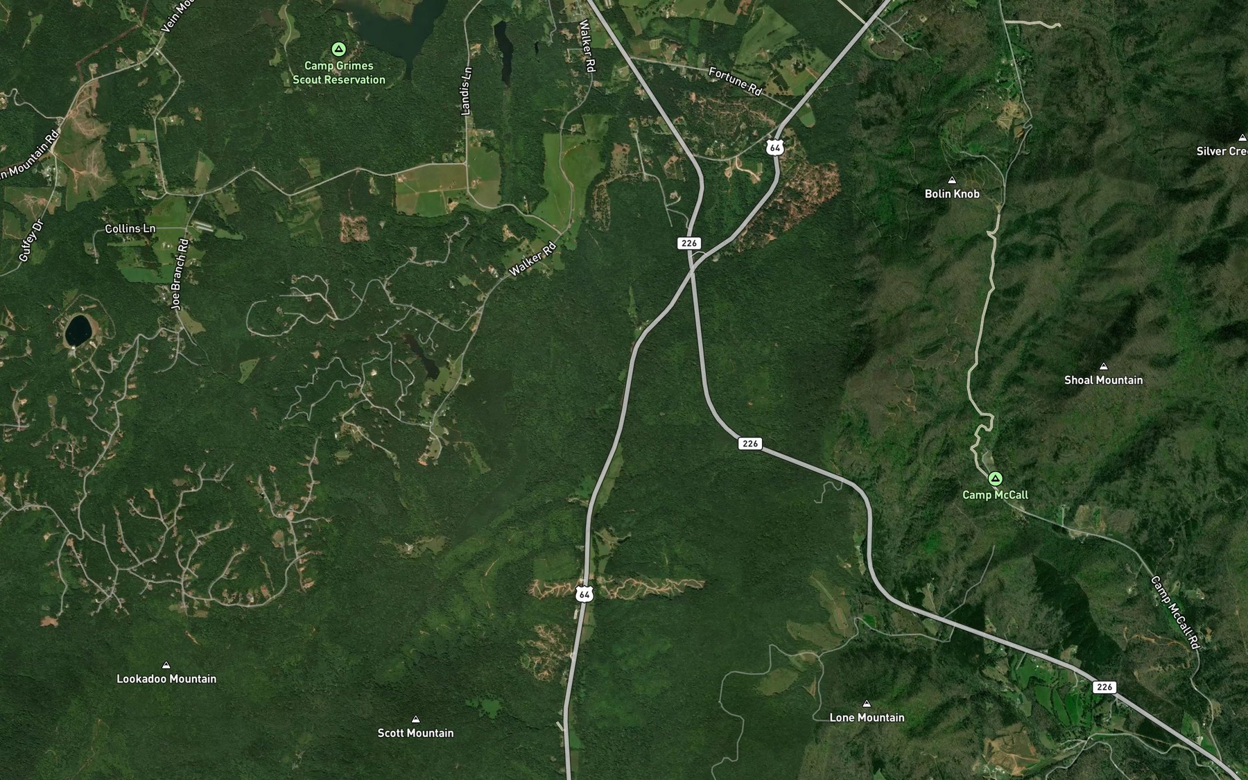 Satellite map of the Shoal Creek