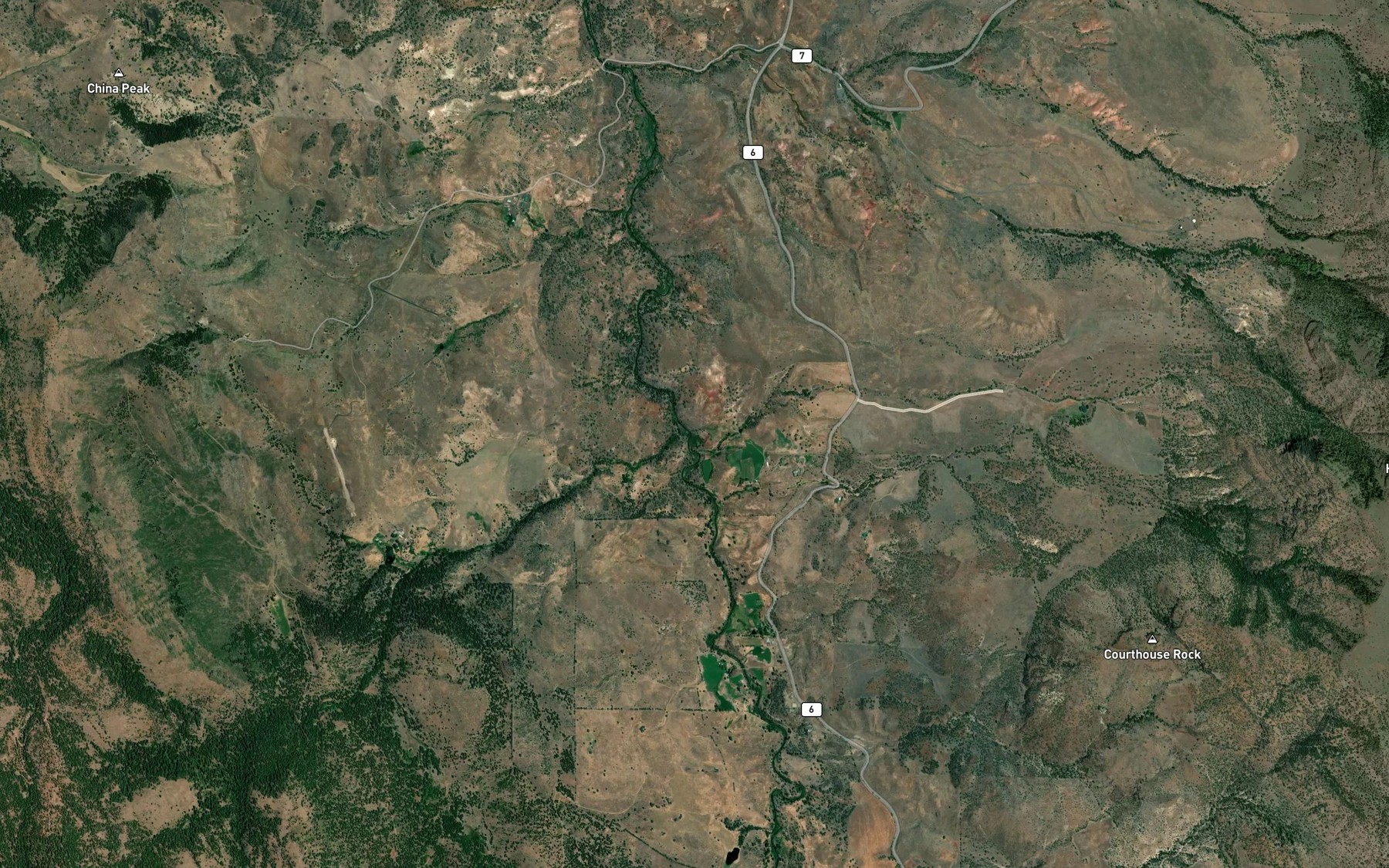 Satellite map of the Camp Creek