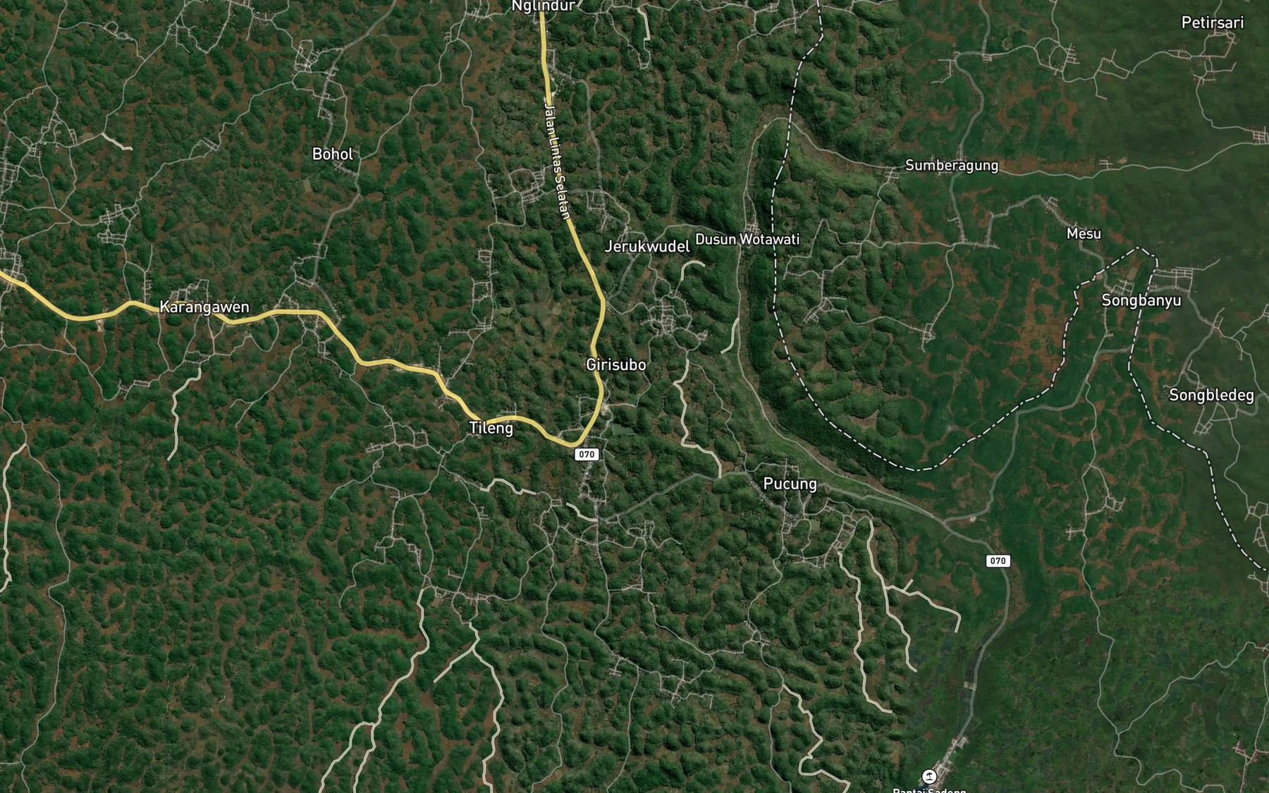 Satellite map of the Telaga Guntur