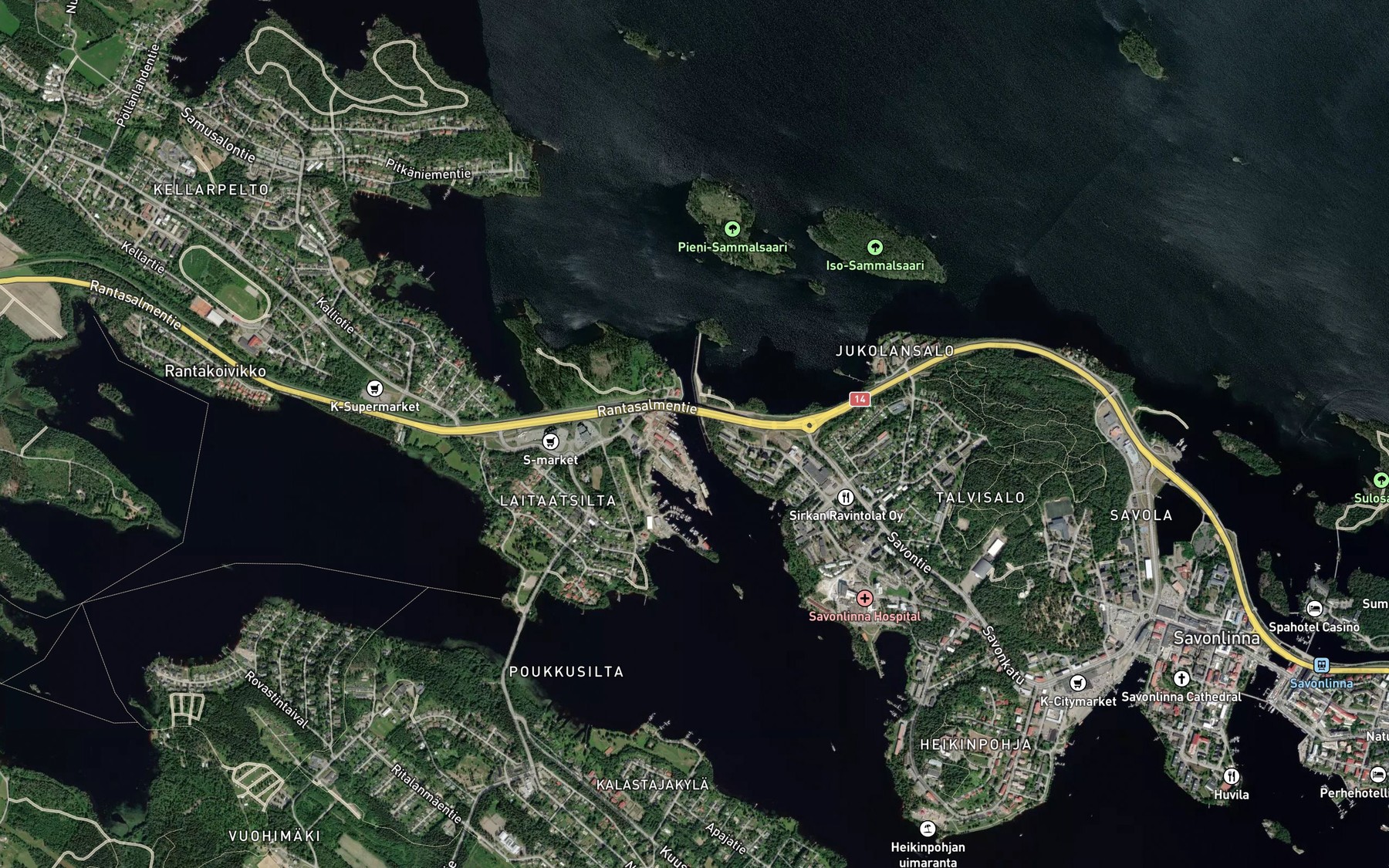 Satellite map of the Laitaatsalmi