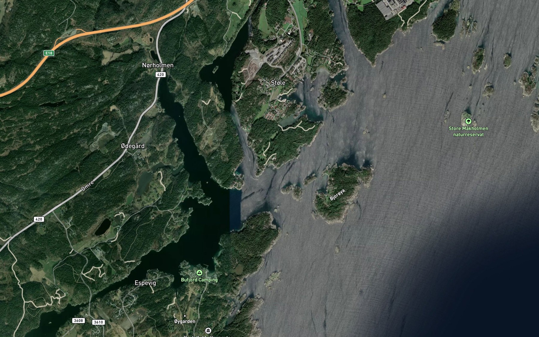 Satellite map of the Vragvika