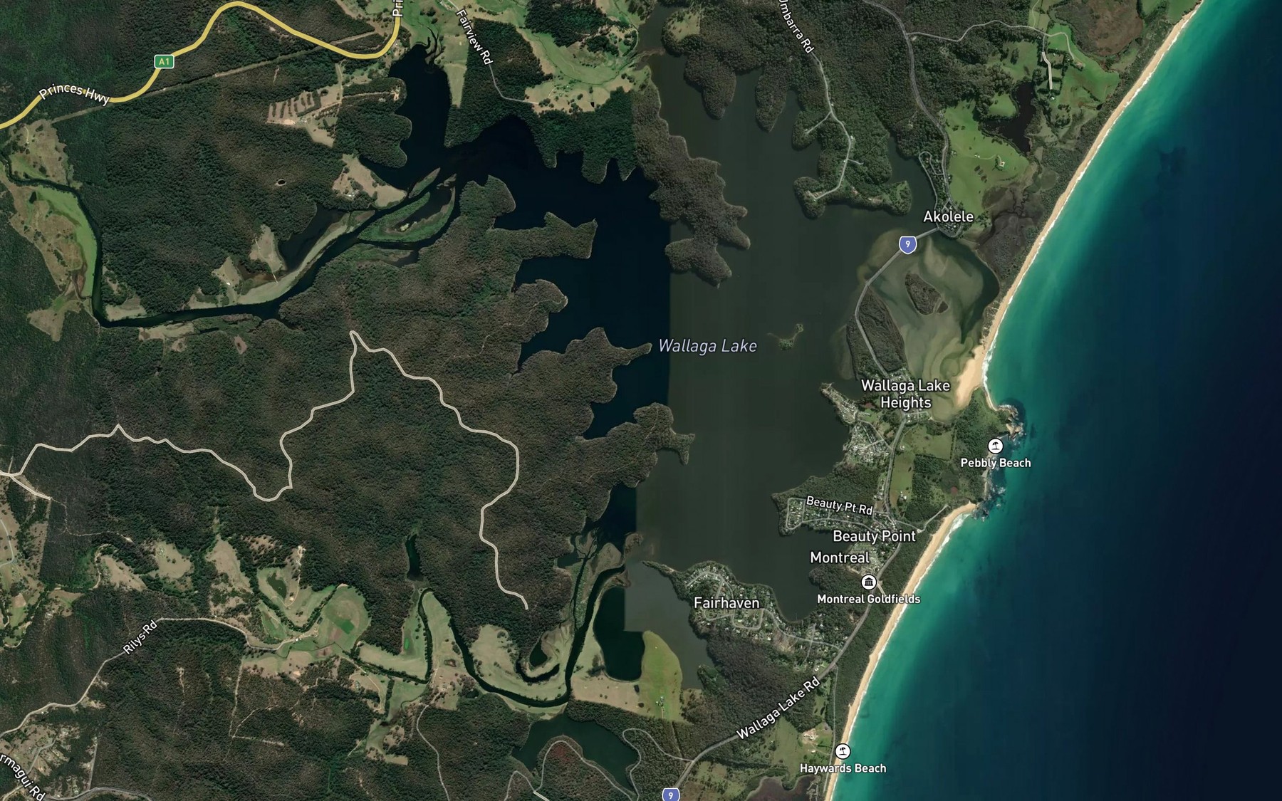 Satellite map of the Long Bay