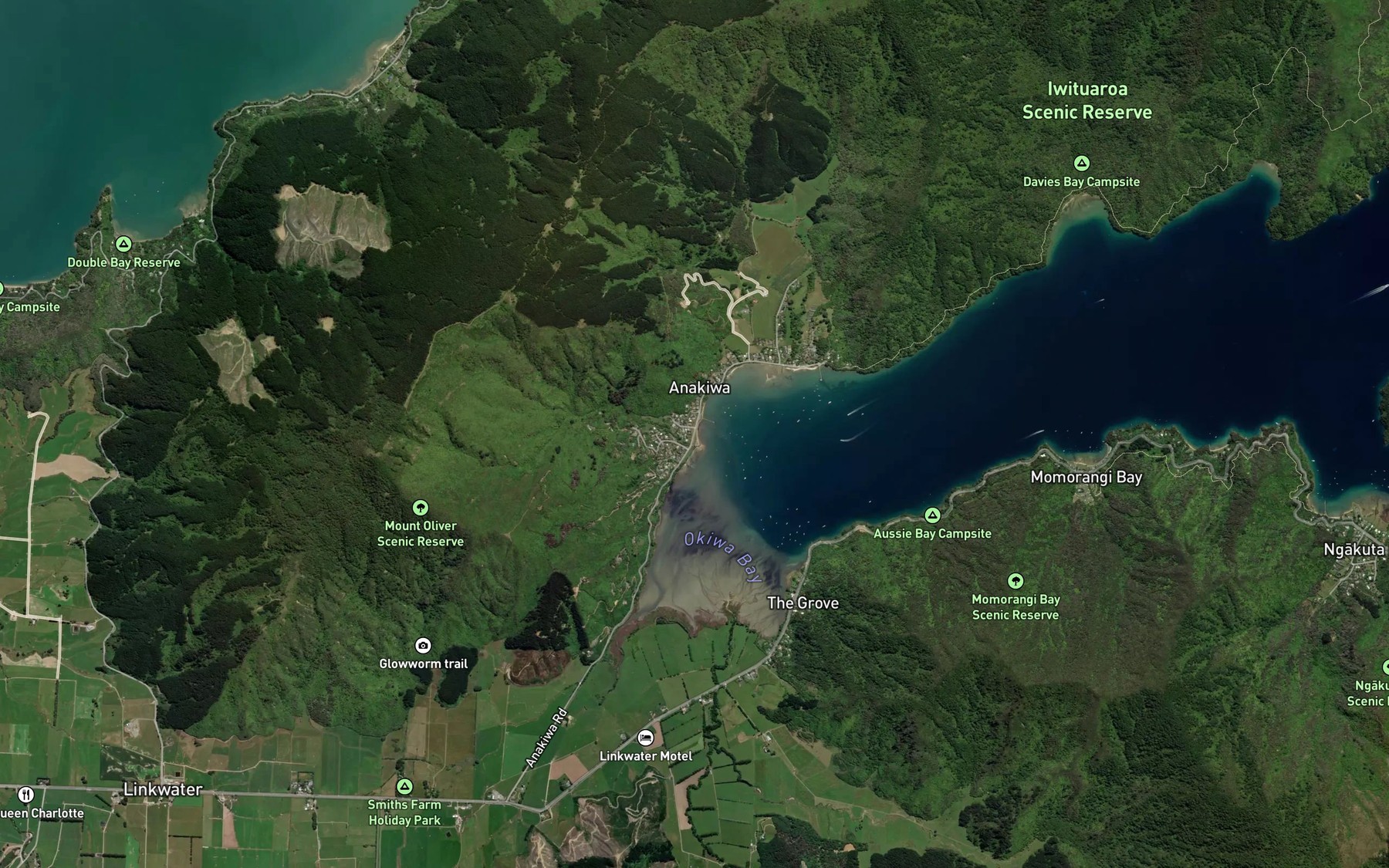 Satellite map of the Thompson Bay