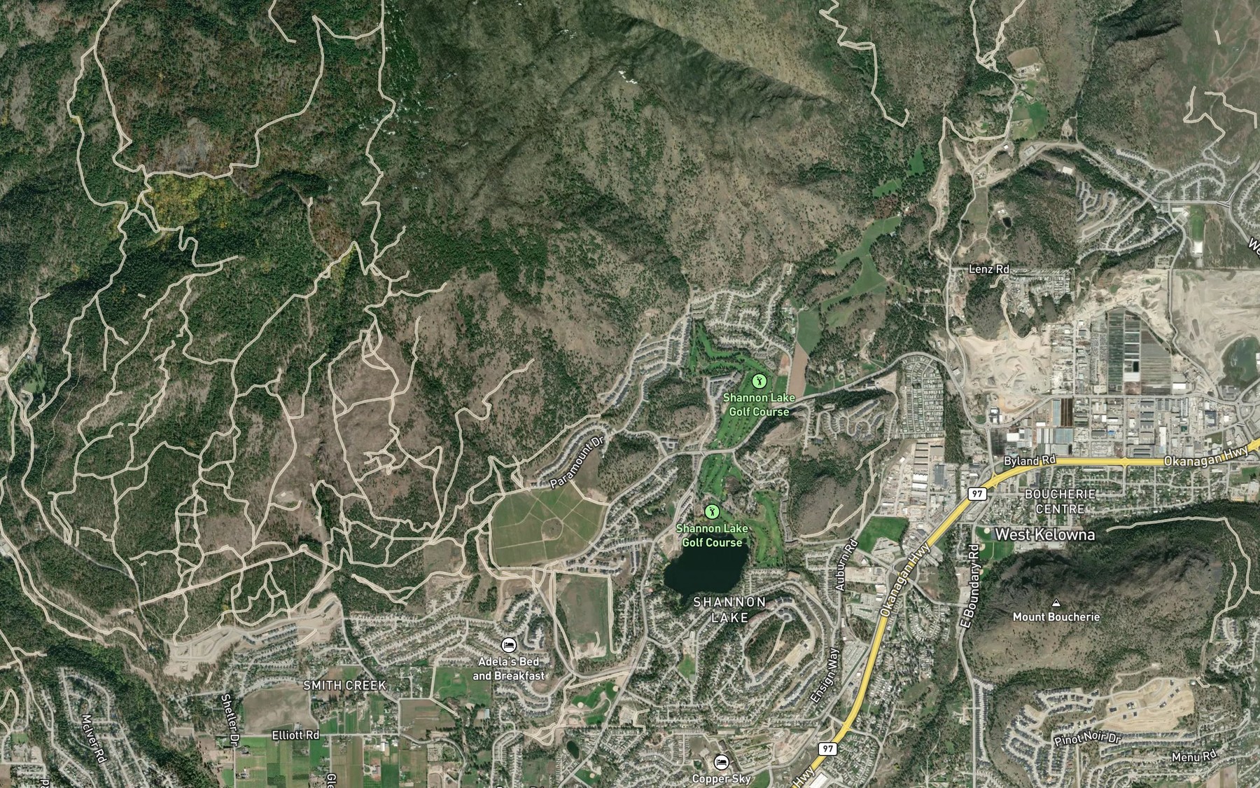 Satellite map of the Davidson Creek