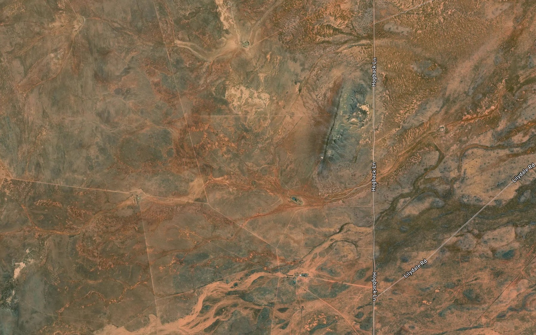 Satellite map of the Hog Back Reservoir