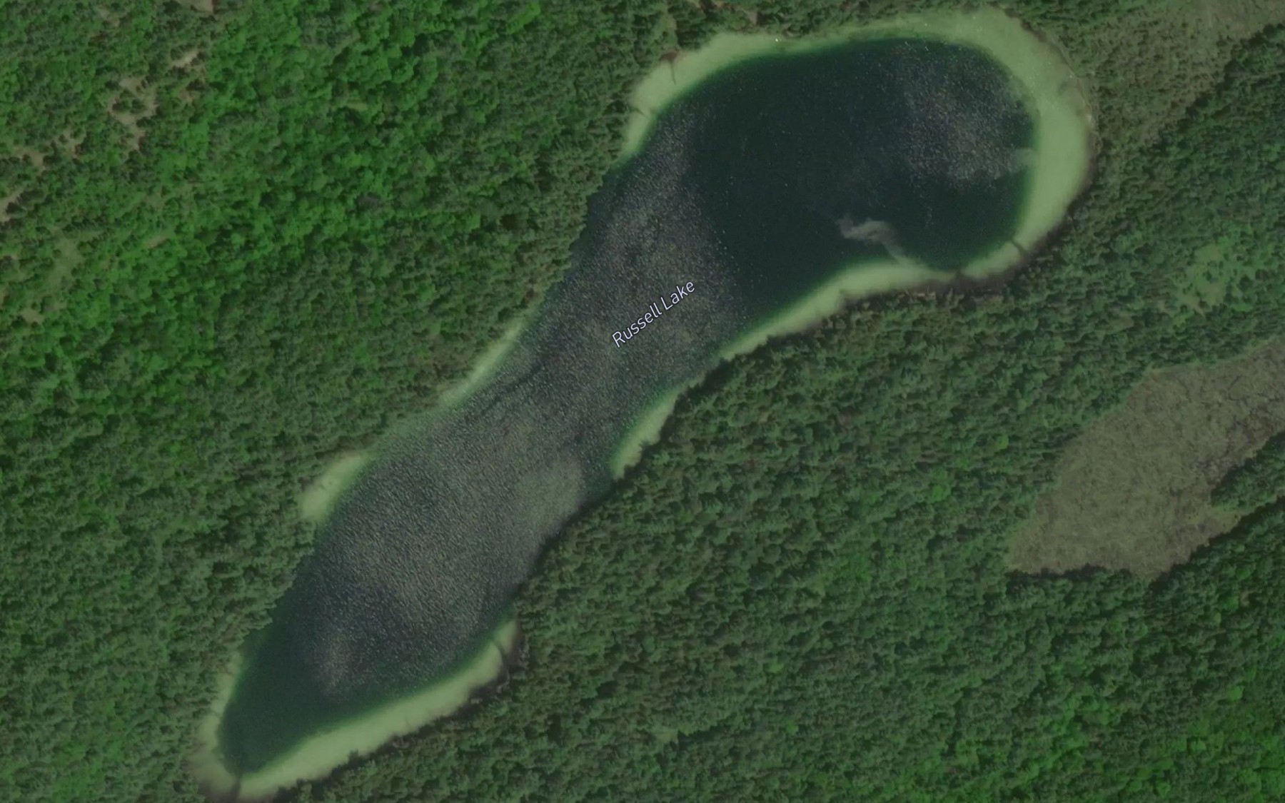 Satellite map of the Russell Lake