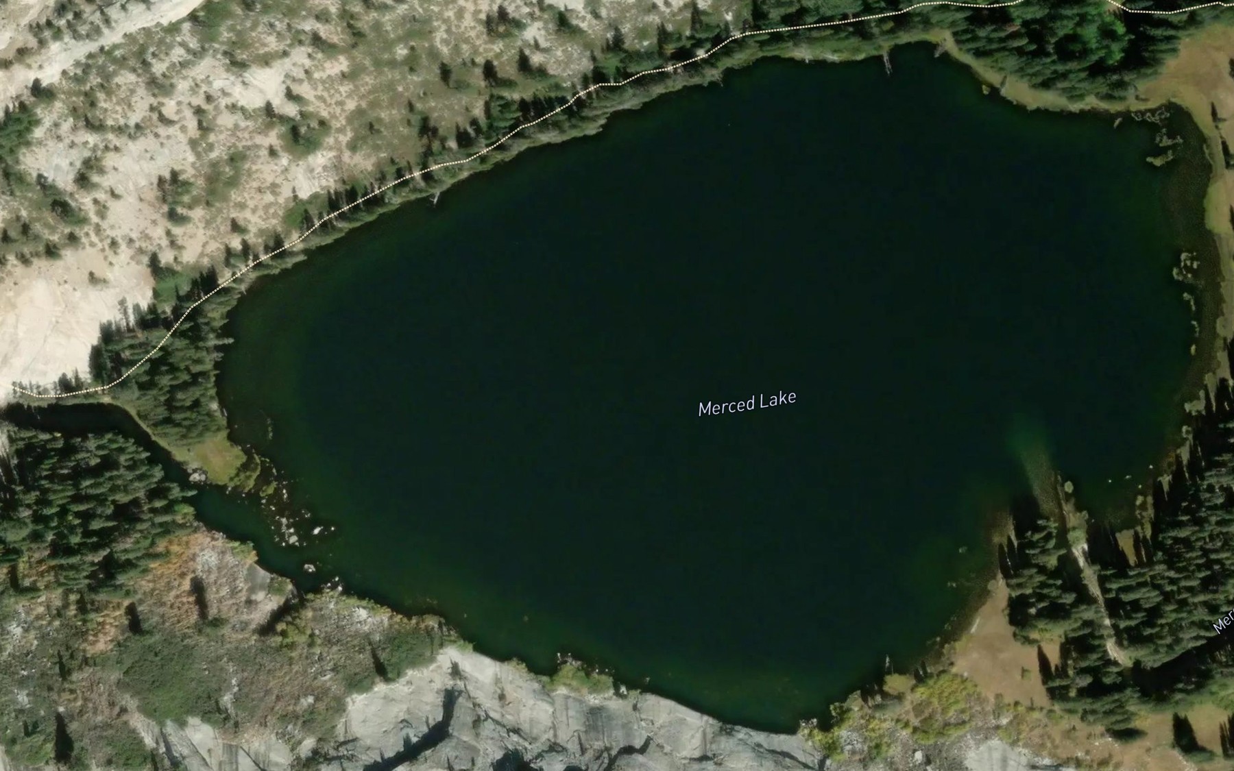 Satellite map of the Merced Lake