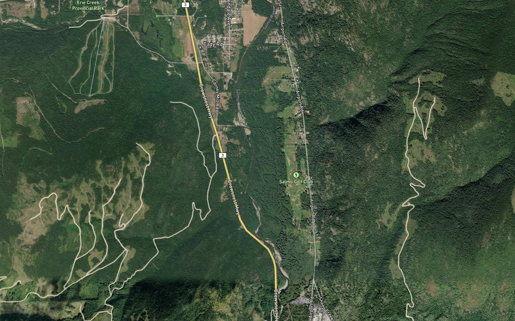 Satellite map of the Hayward Creek