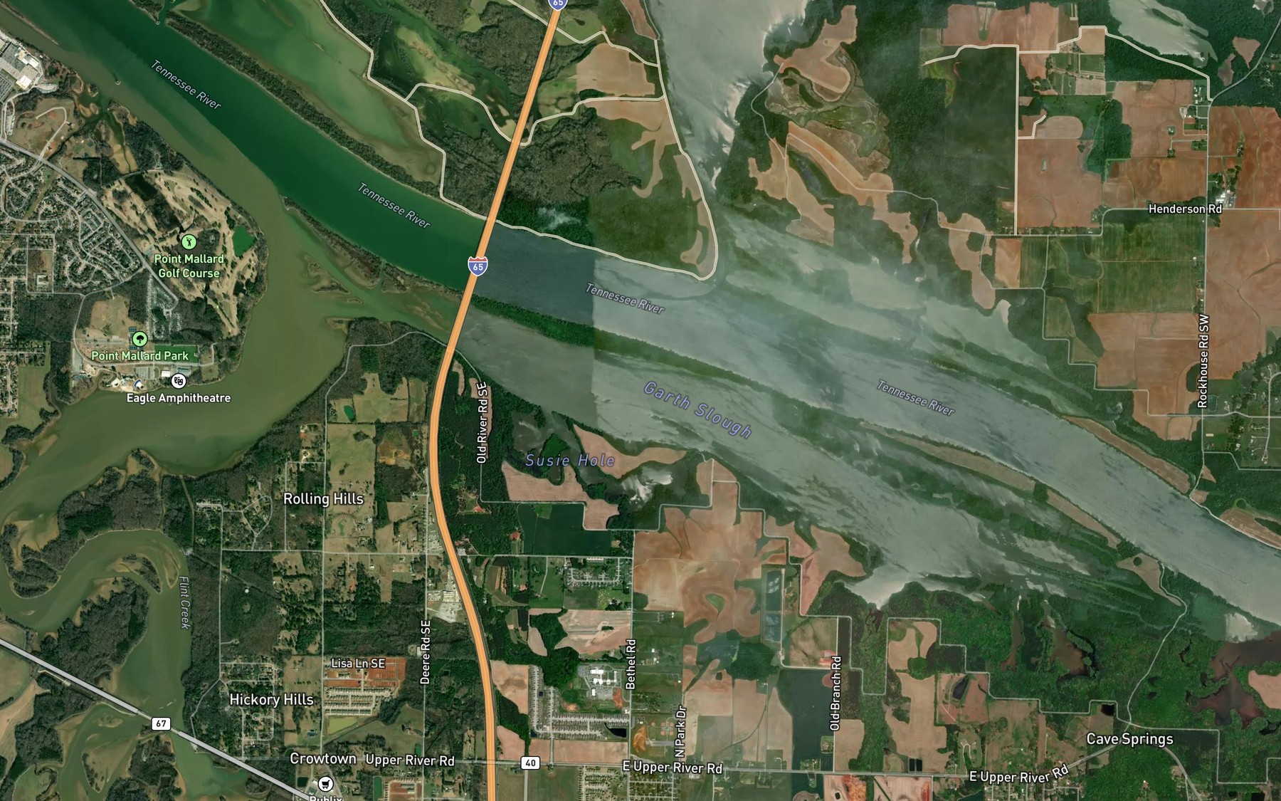 Satellite map of the Garth Slough