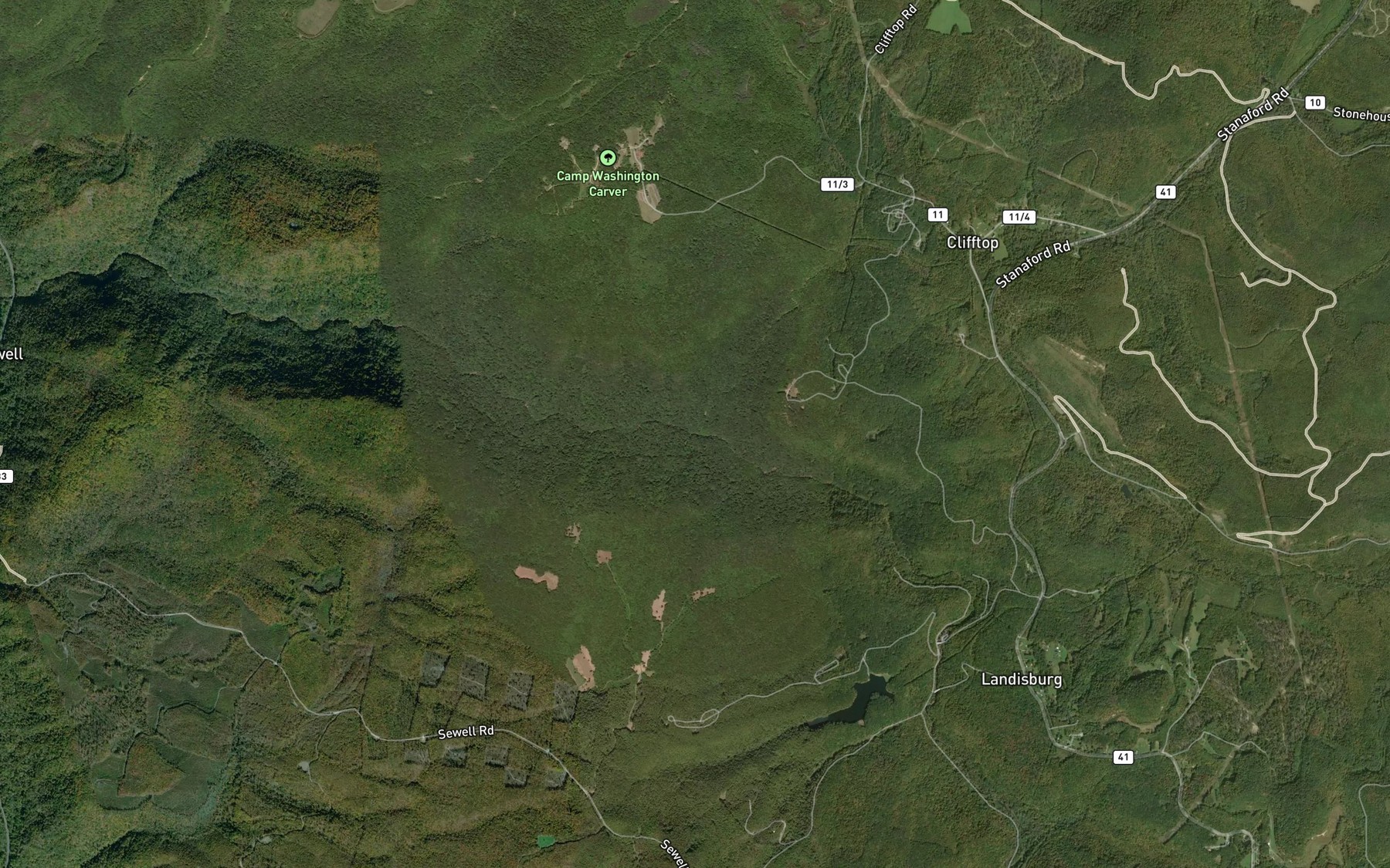 Satellite map of the Glade Creek