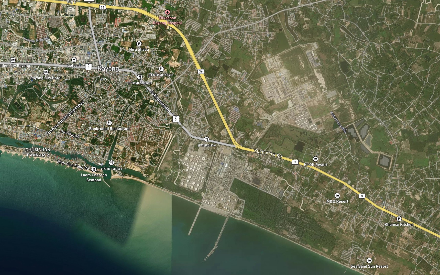Satellite map of the Khlong Kha
