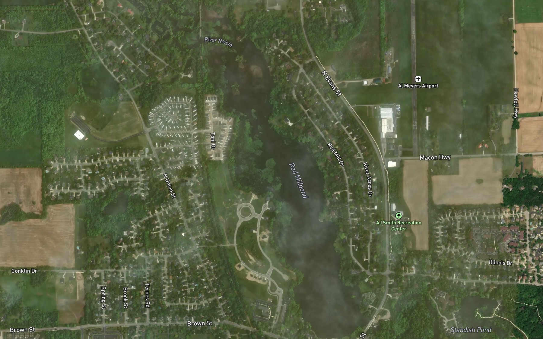 Satellite map of the Red Millpond