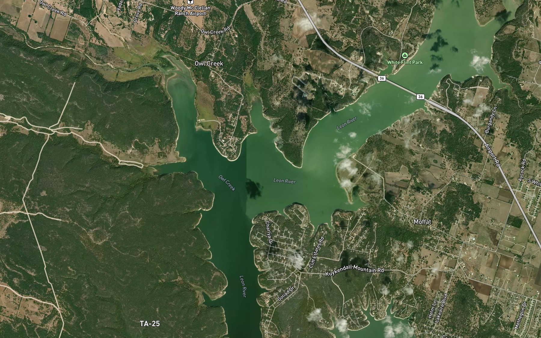 Satellite map of the Metheglin Creek