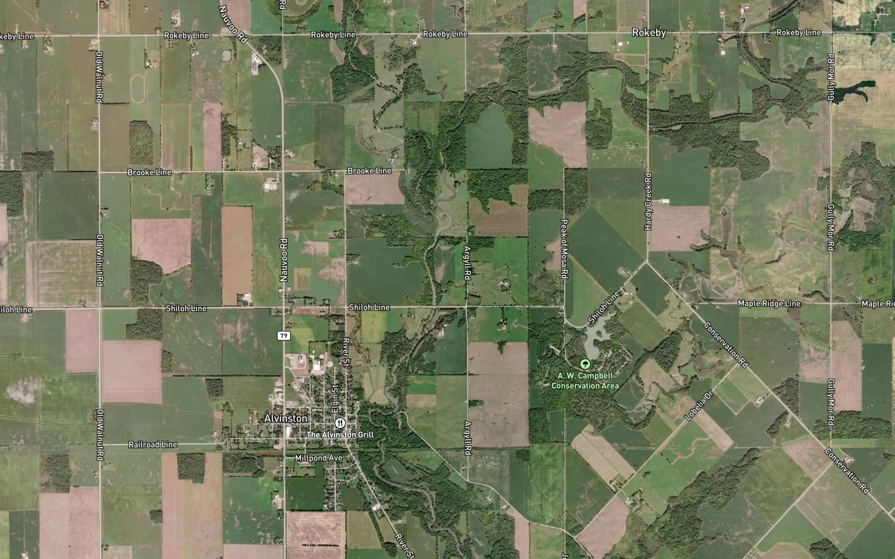 Satellite map of the Morrogh Creek