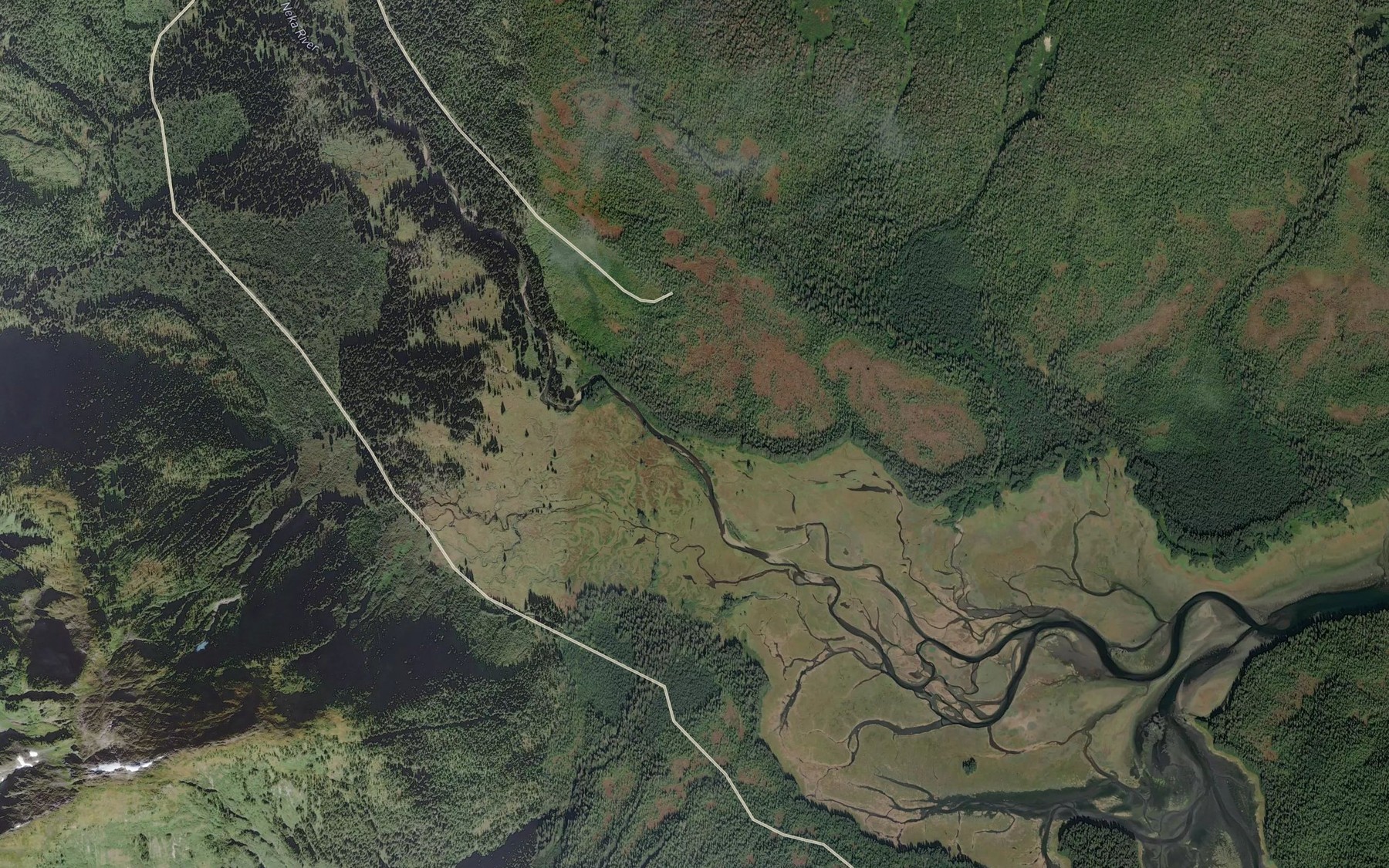 Satellite map of the Neka River