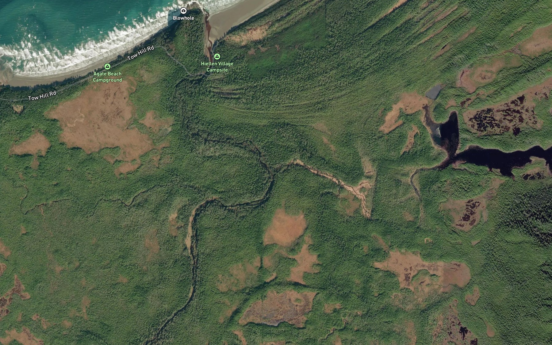Satellite map of the Swan Creek