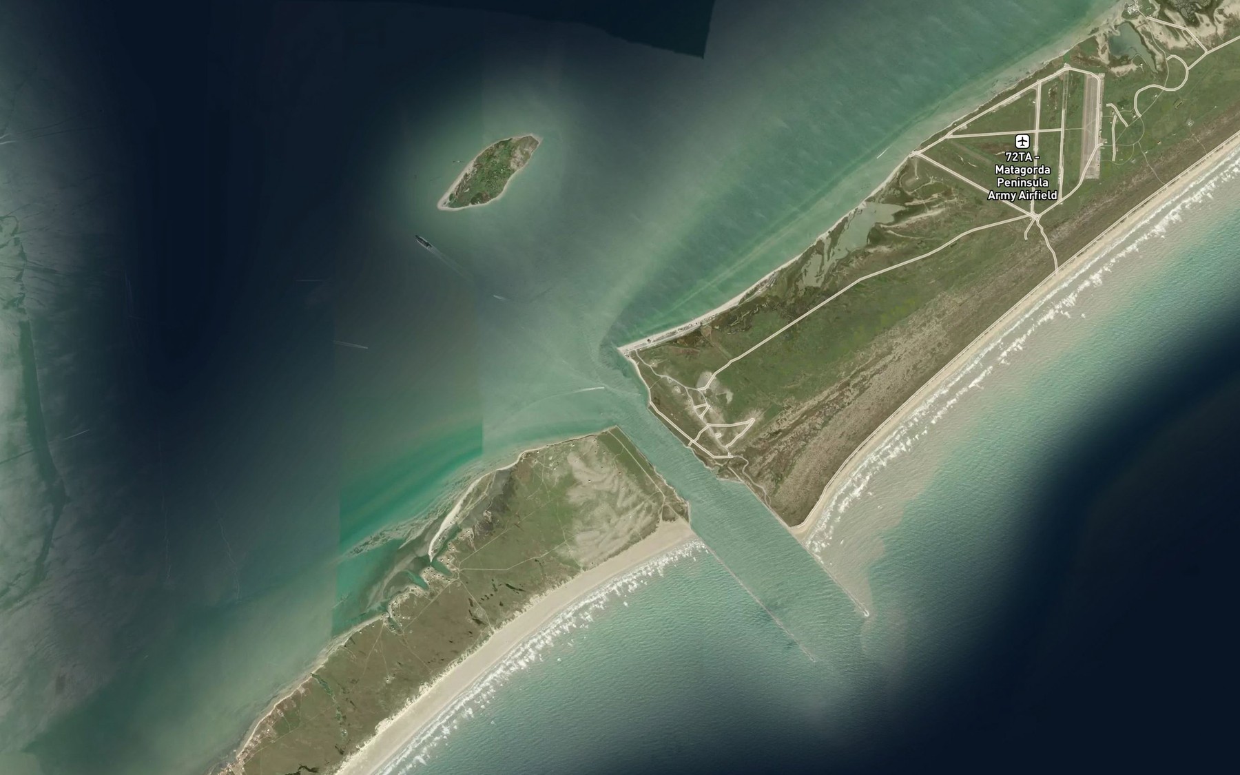 Satellite map of the Matagorda Ship Channel