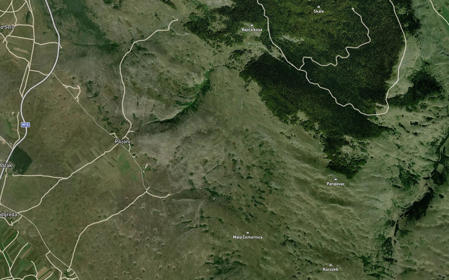 Satellite map of the Stevanova Lokva