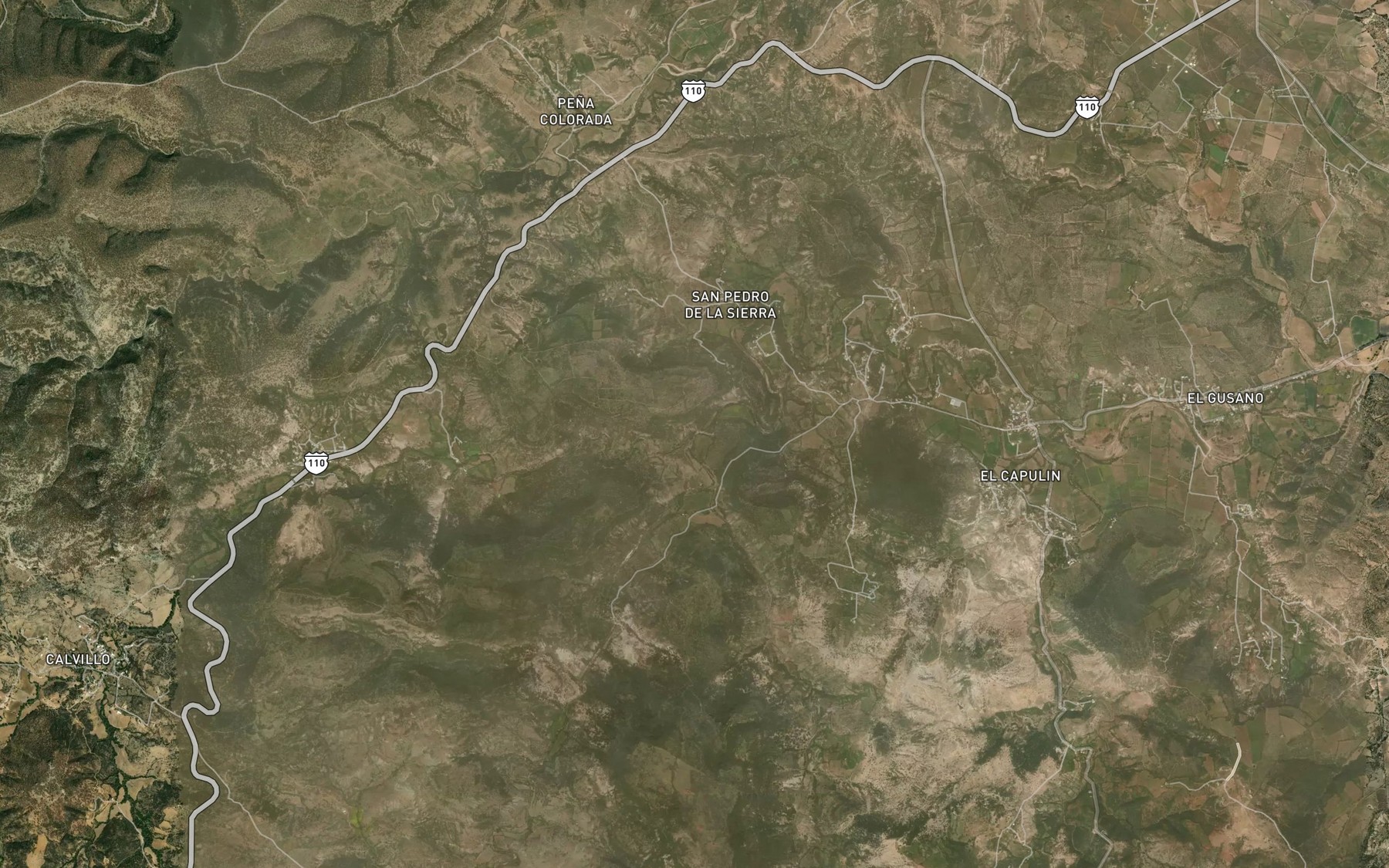 Satellite map of the Charco Azul