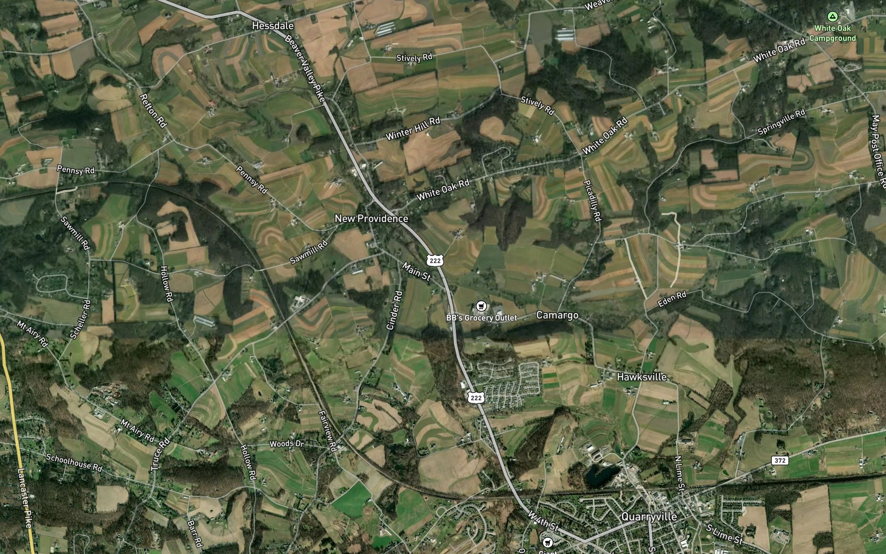 Satellite map of the South Fork Big Beaver Creek