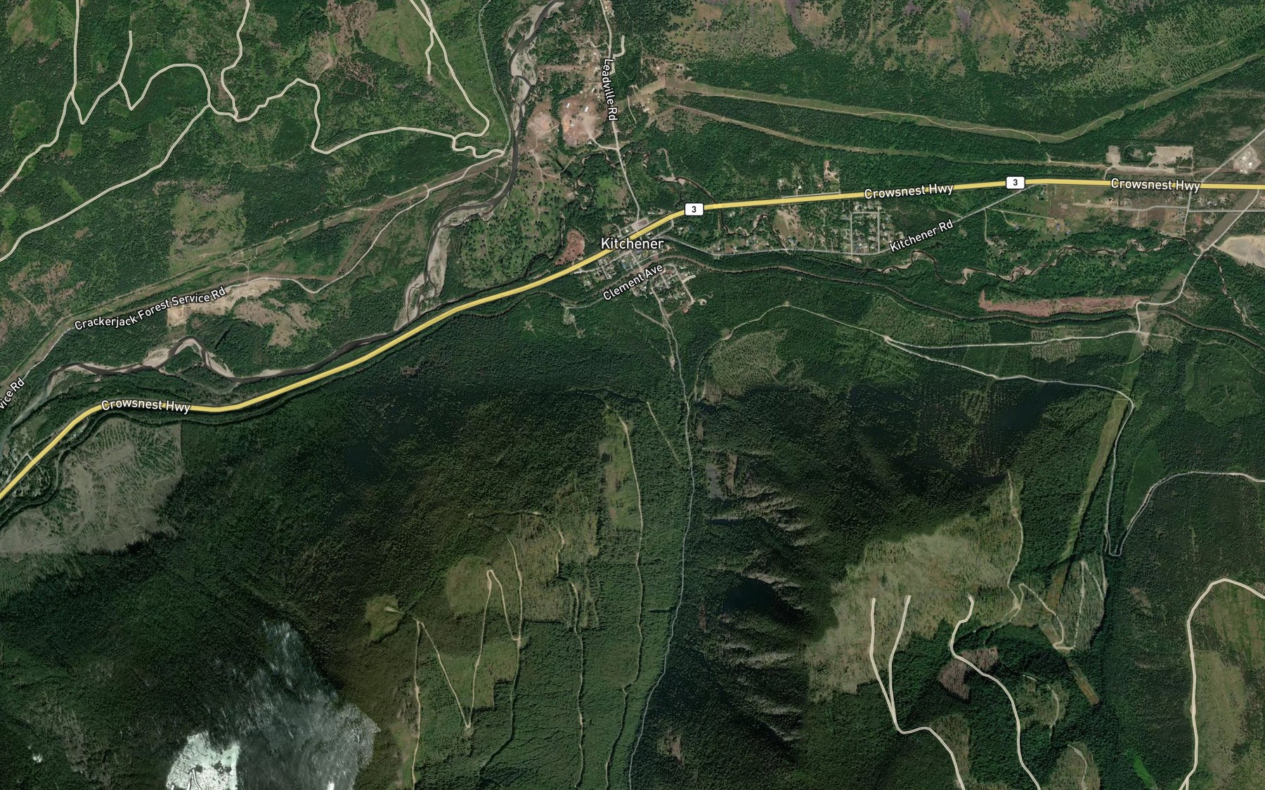 Satellite map of the Russell Creek