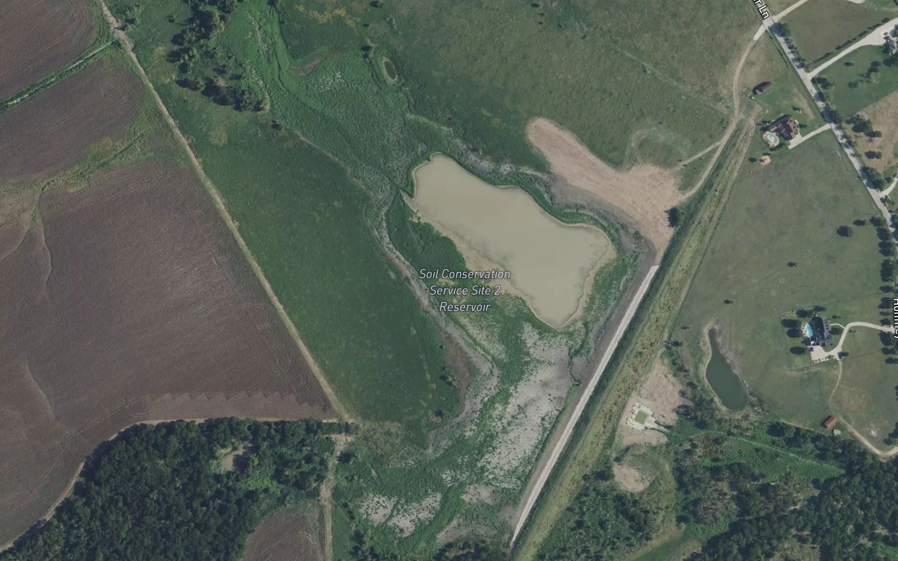 Satellite map of the Soil Conservation Service Site 2 Reservoir