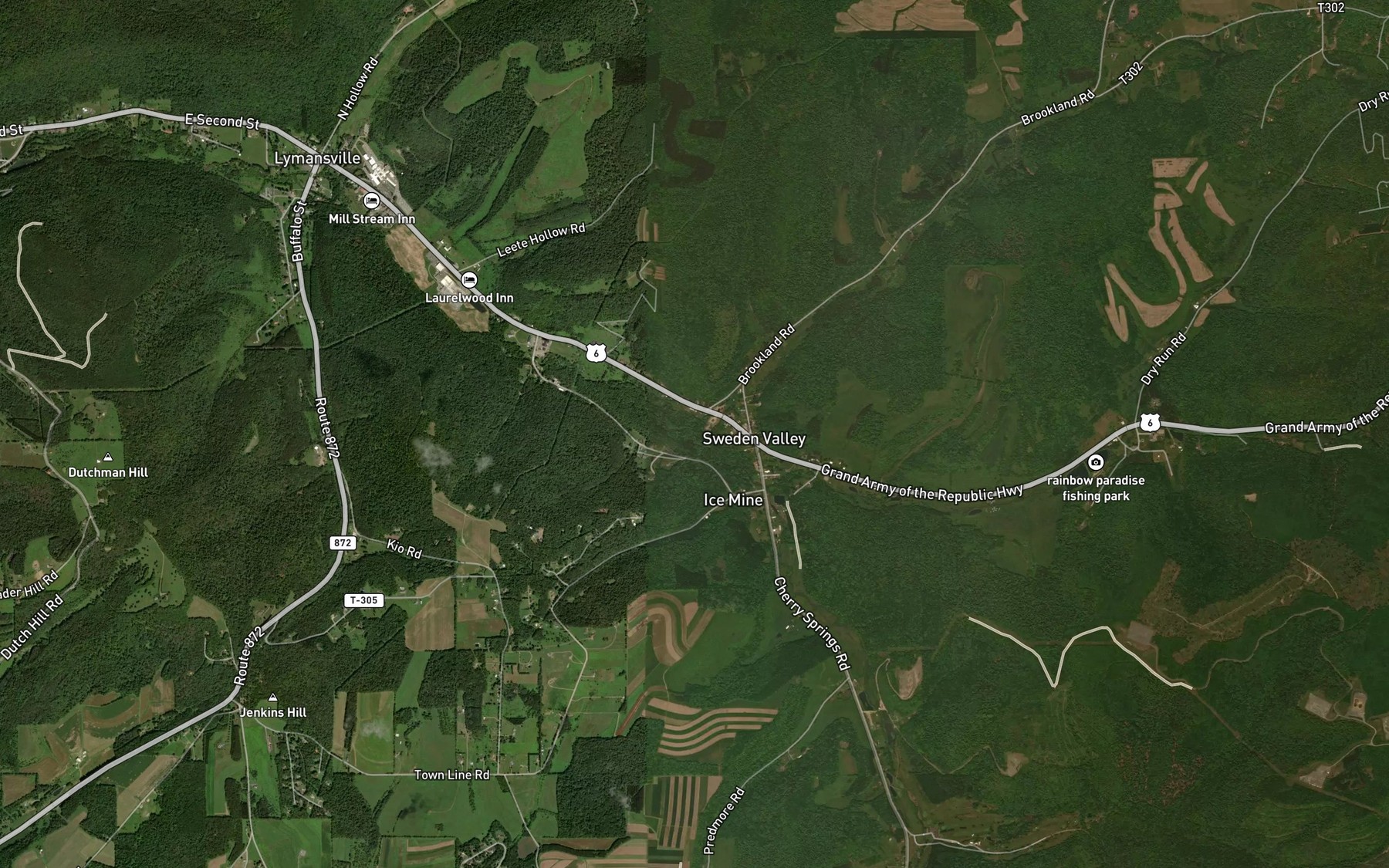 Satellite map of the Lyman Creek
