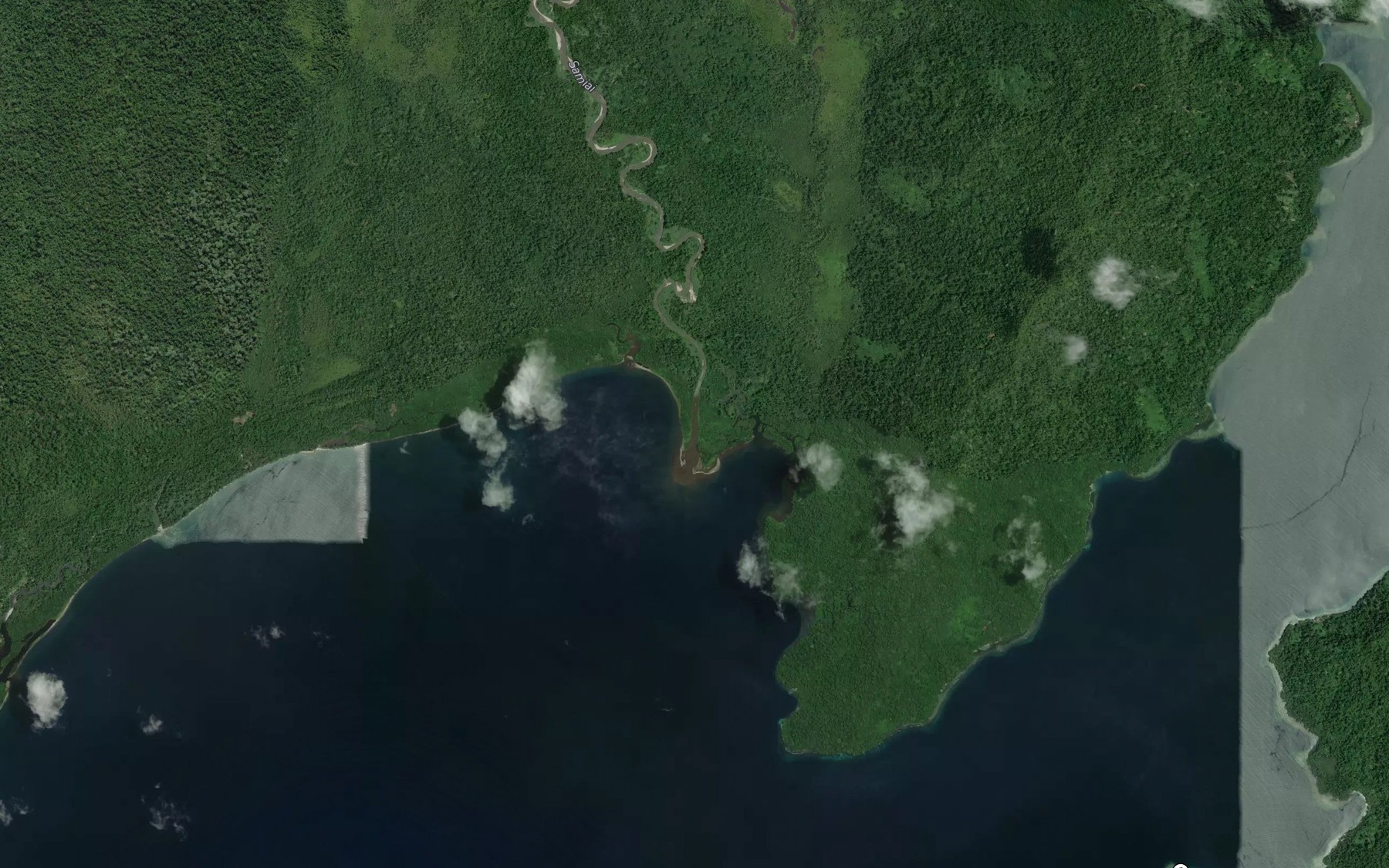 Satellite map of the Samiei River