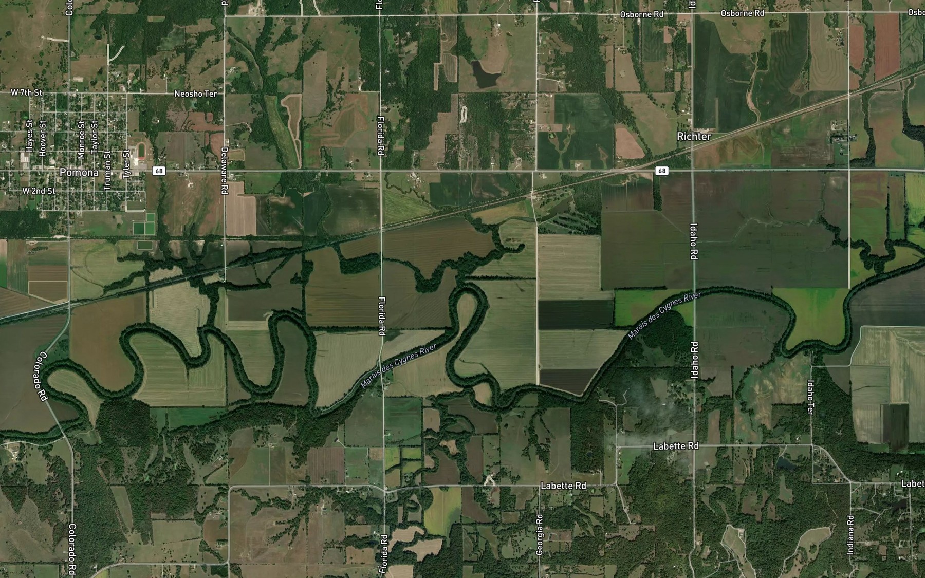 Satellite map of the Kelsey Creek
