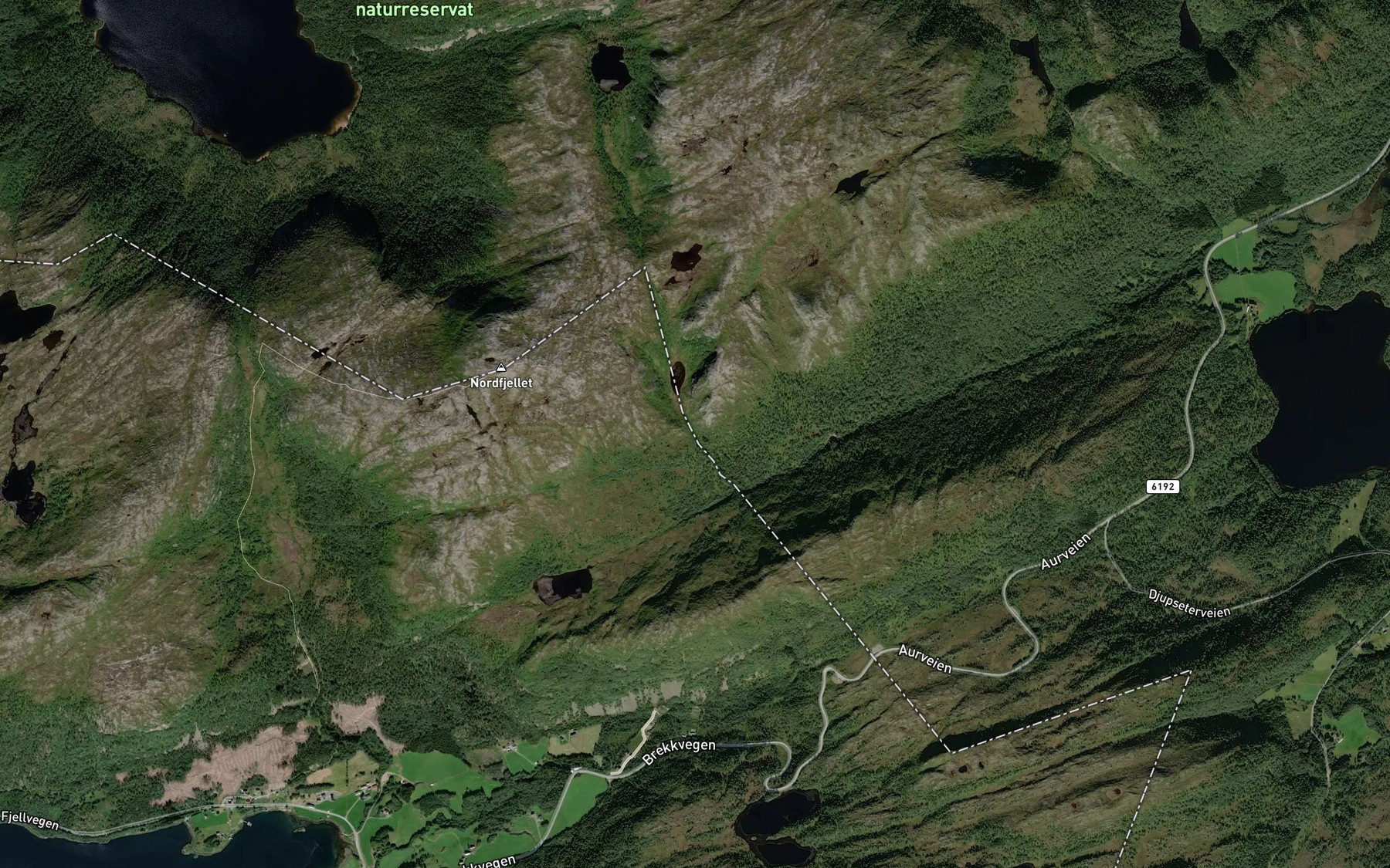 Satellite map of the Over Tverrbekken