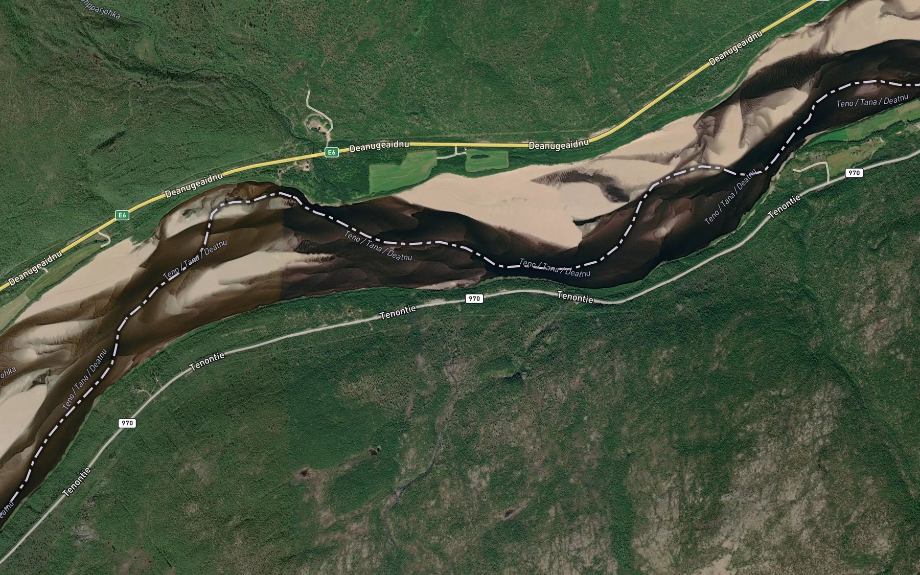 Satellite map of the Erkkejohka