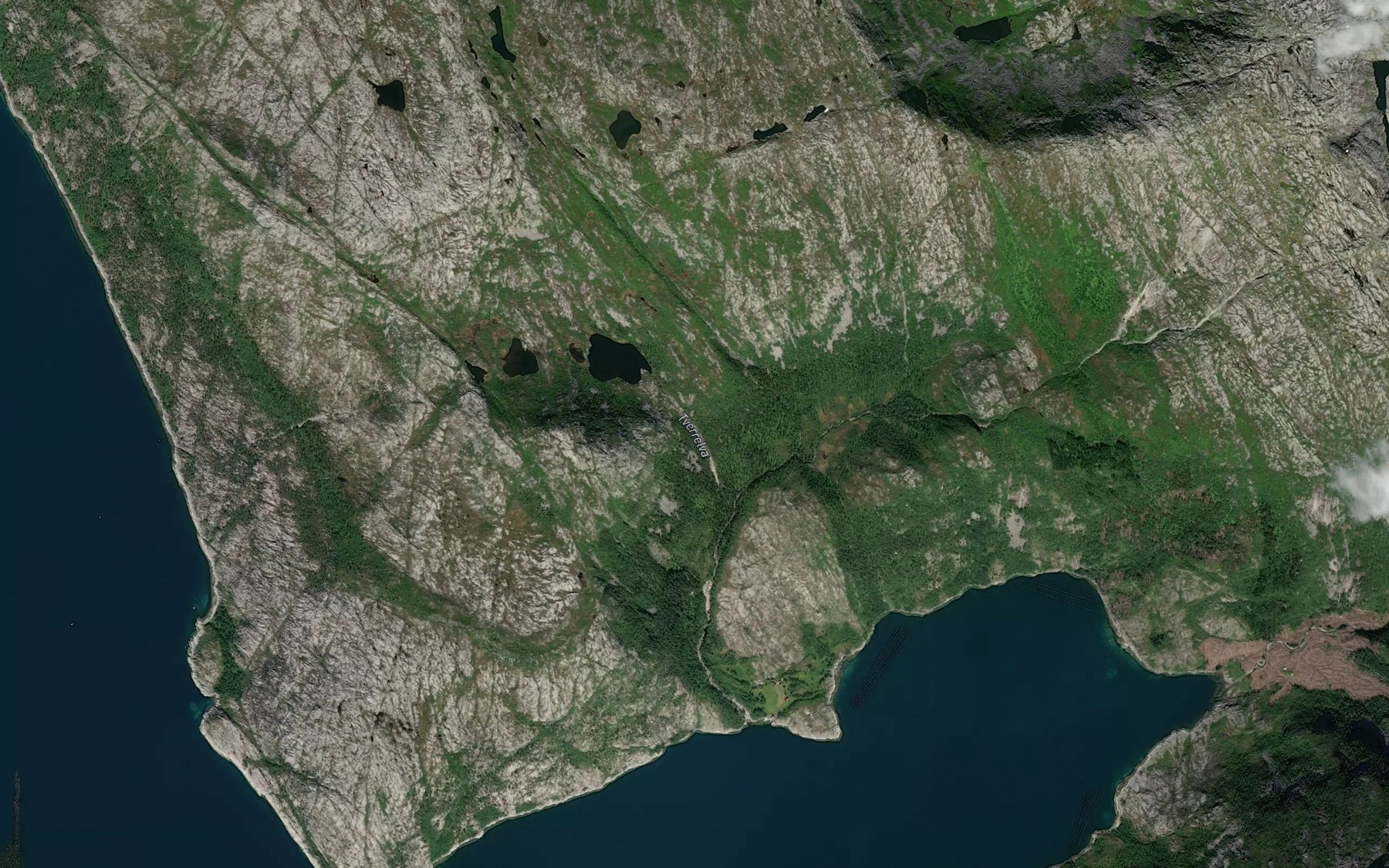 Satellite map of the Tverrelva