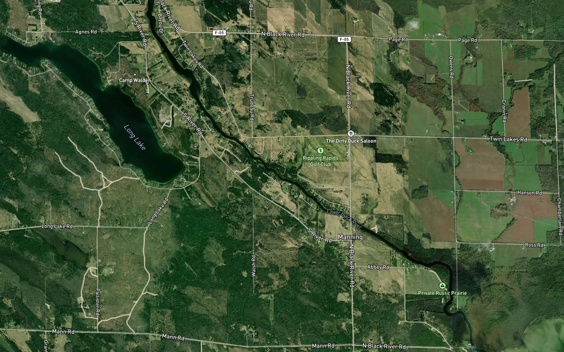 Satellite map of the Section Seven Creek