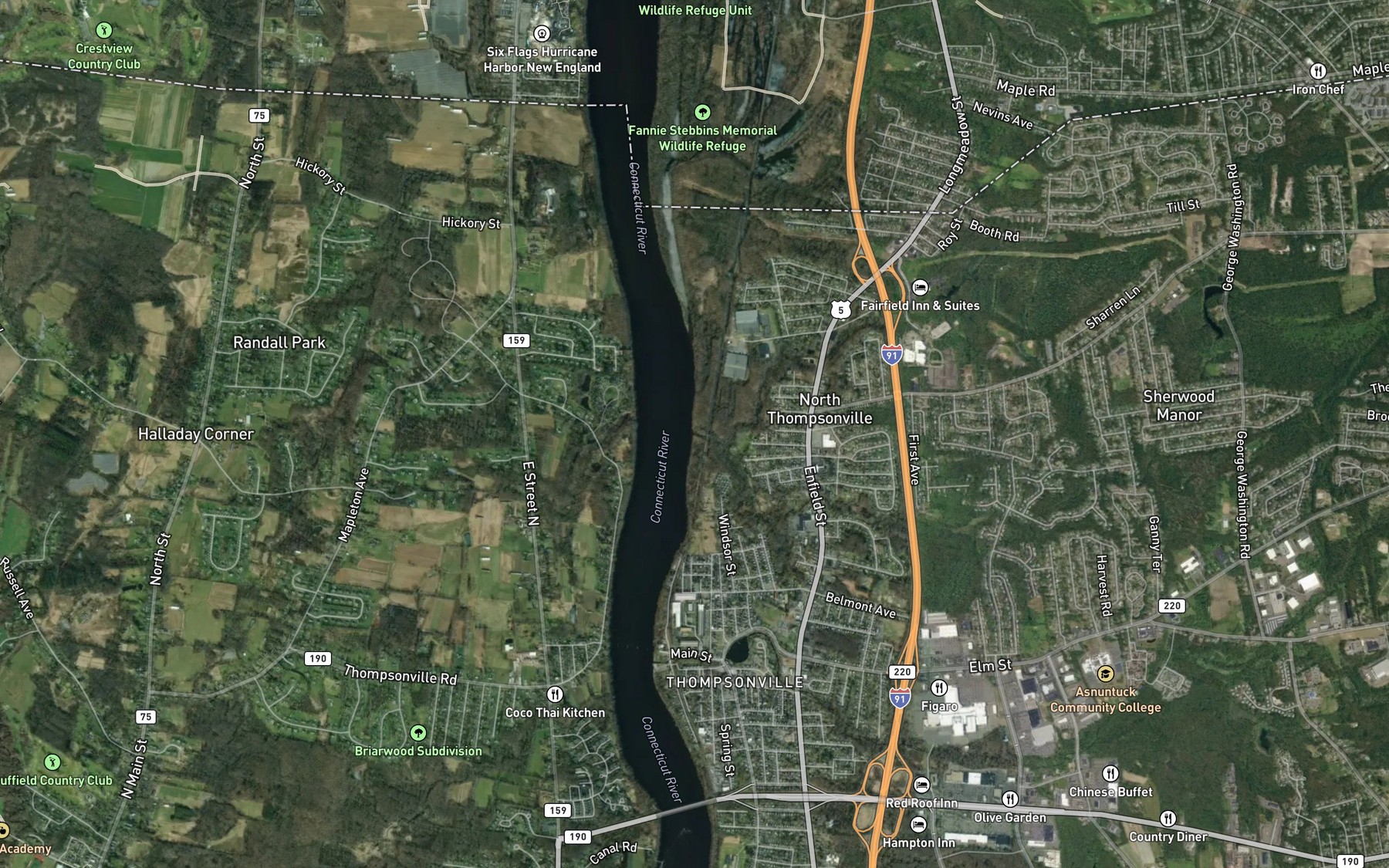Satellite map of the Grape Brook