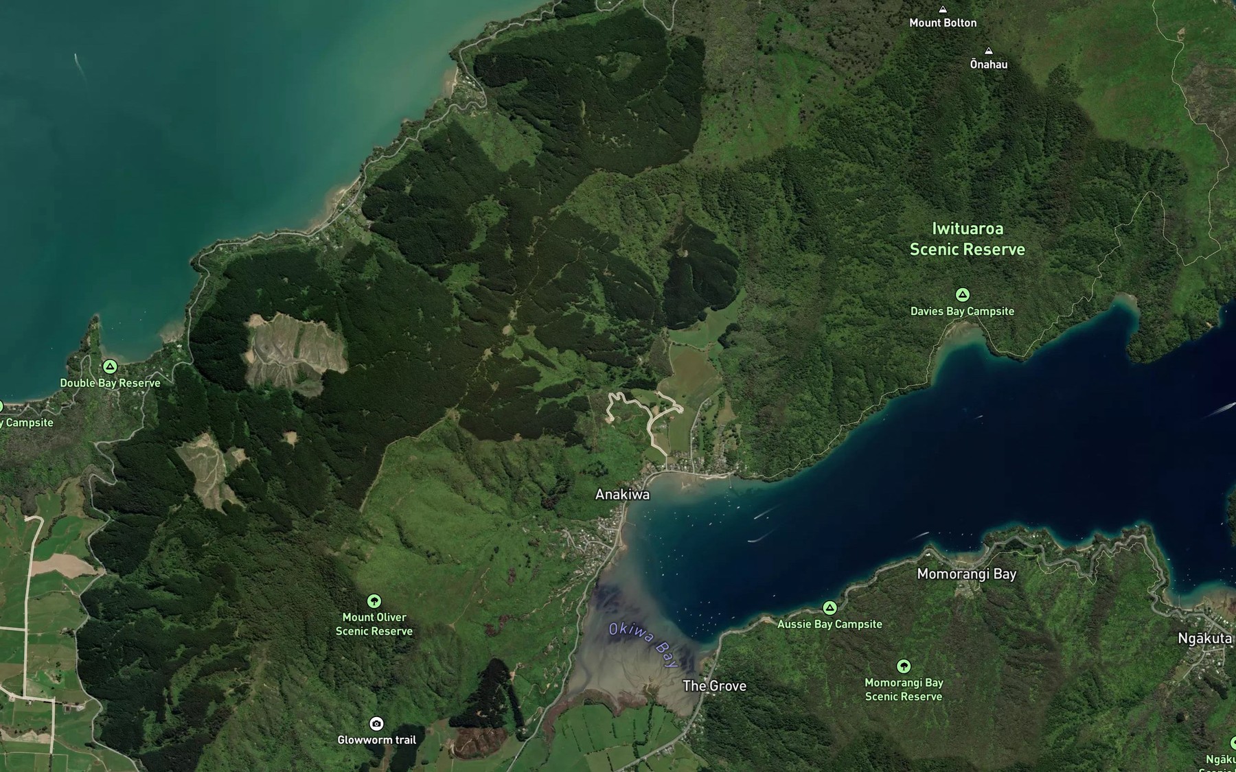 Satellite map of the Te Awa Stream