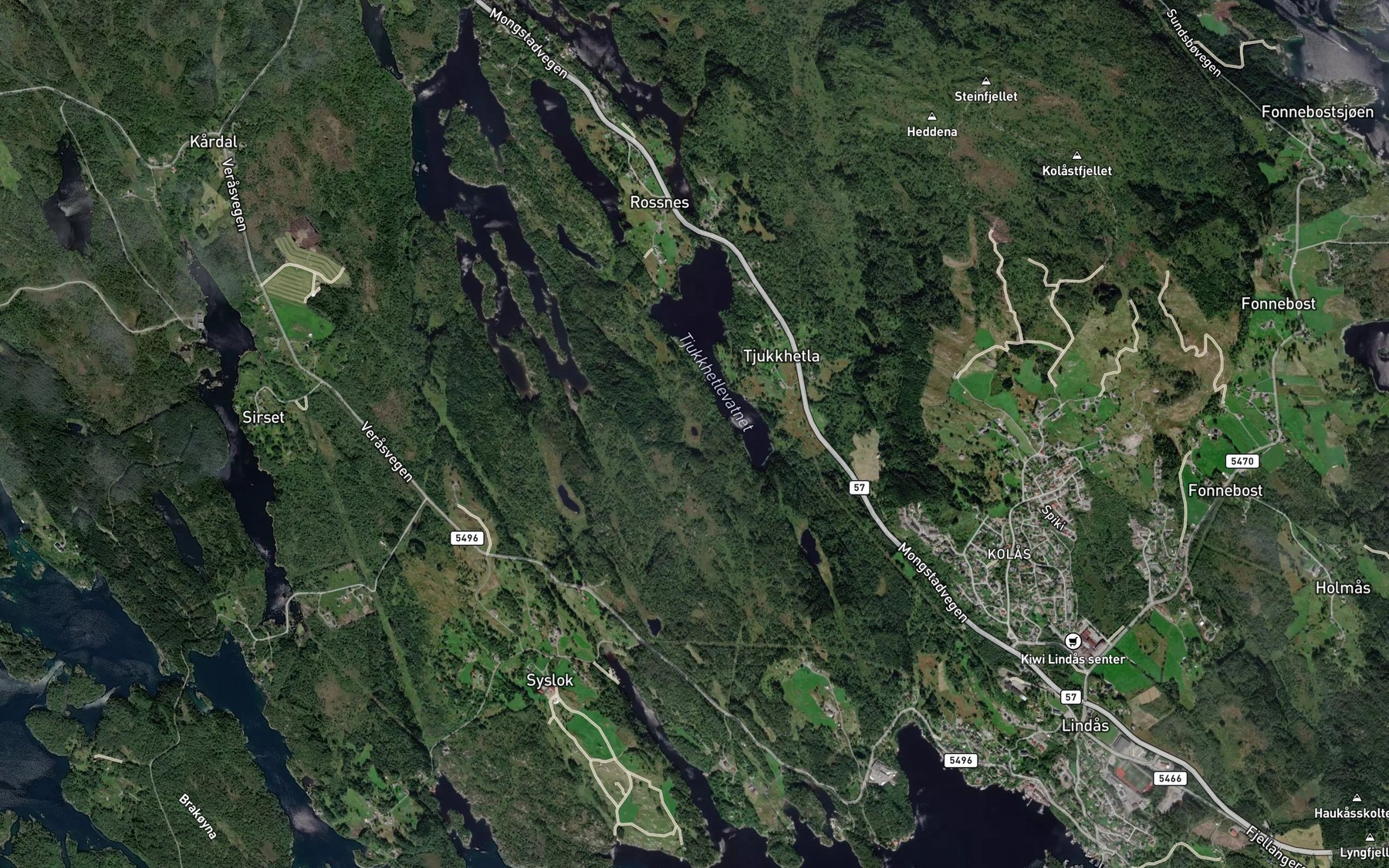 Satellite map of the Laketjorni