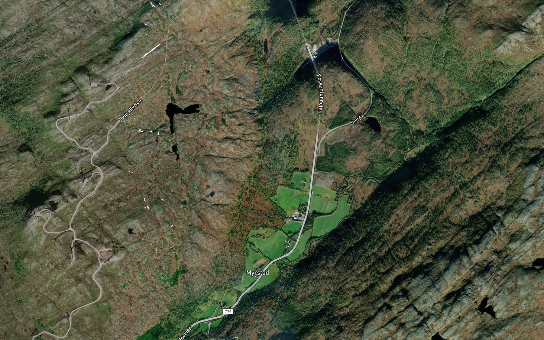 Satellite map of the Slattalibekken
