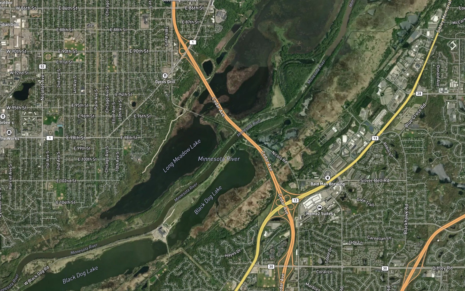 Satellite map of the Blackdog Lake