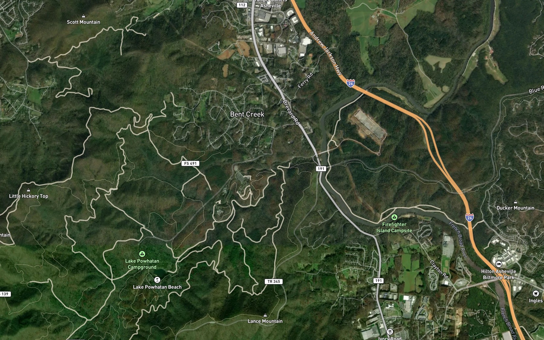 Satellite map of the Wesley Creek