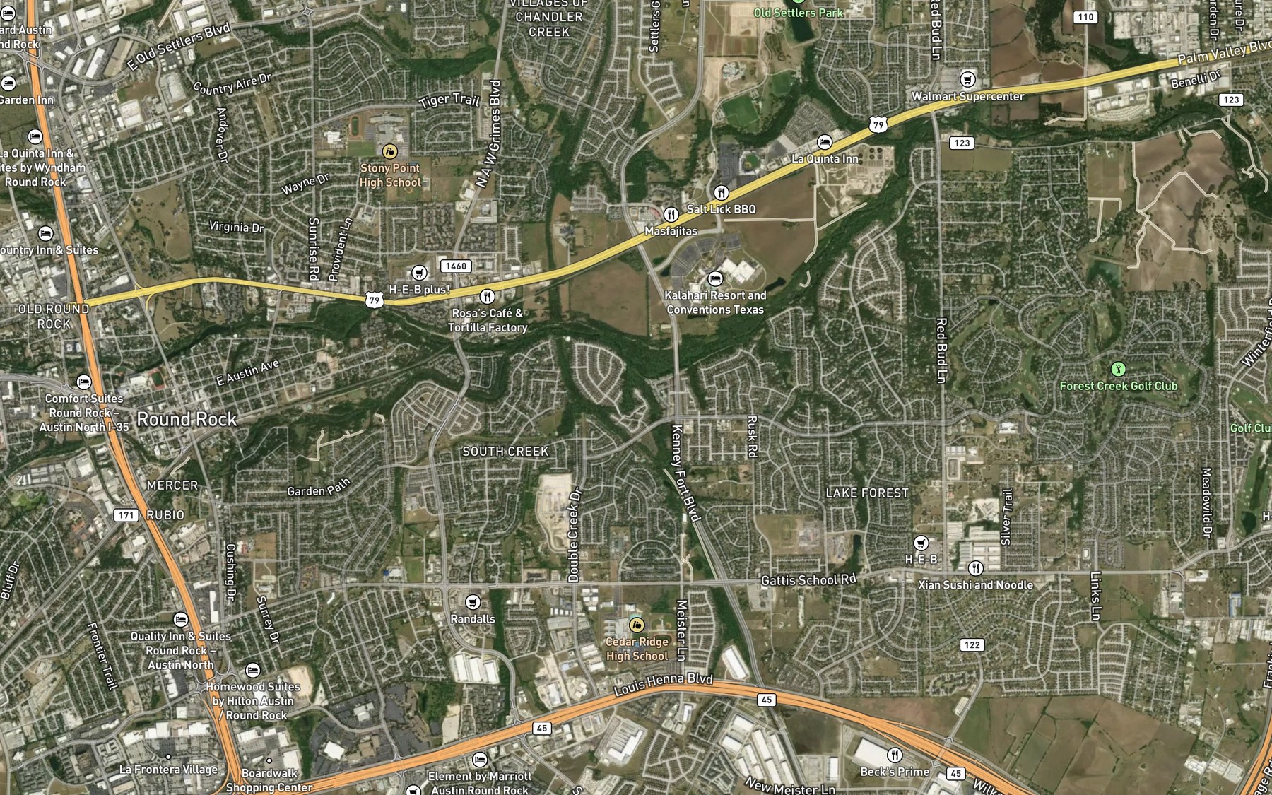 Satellite map of the Dyer Branch