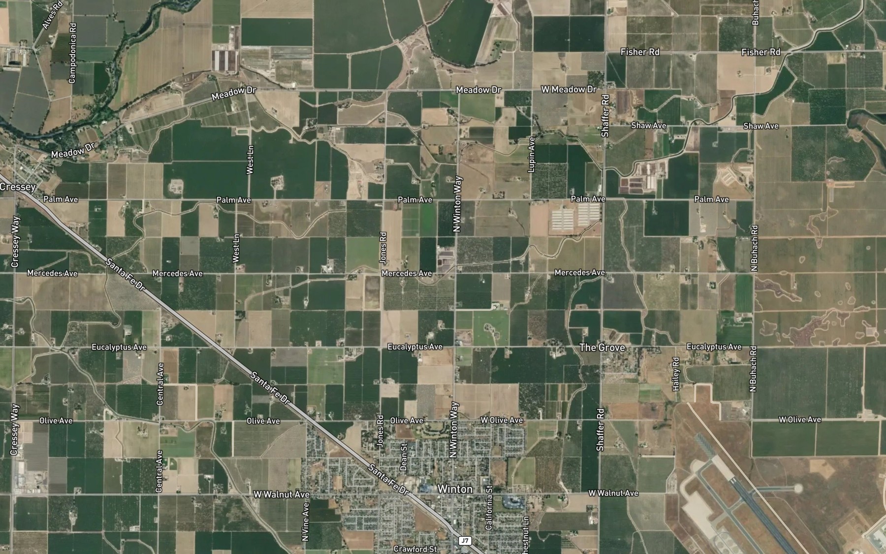 Satellite map of the Cressey Lateral East