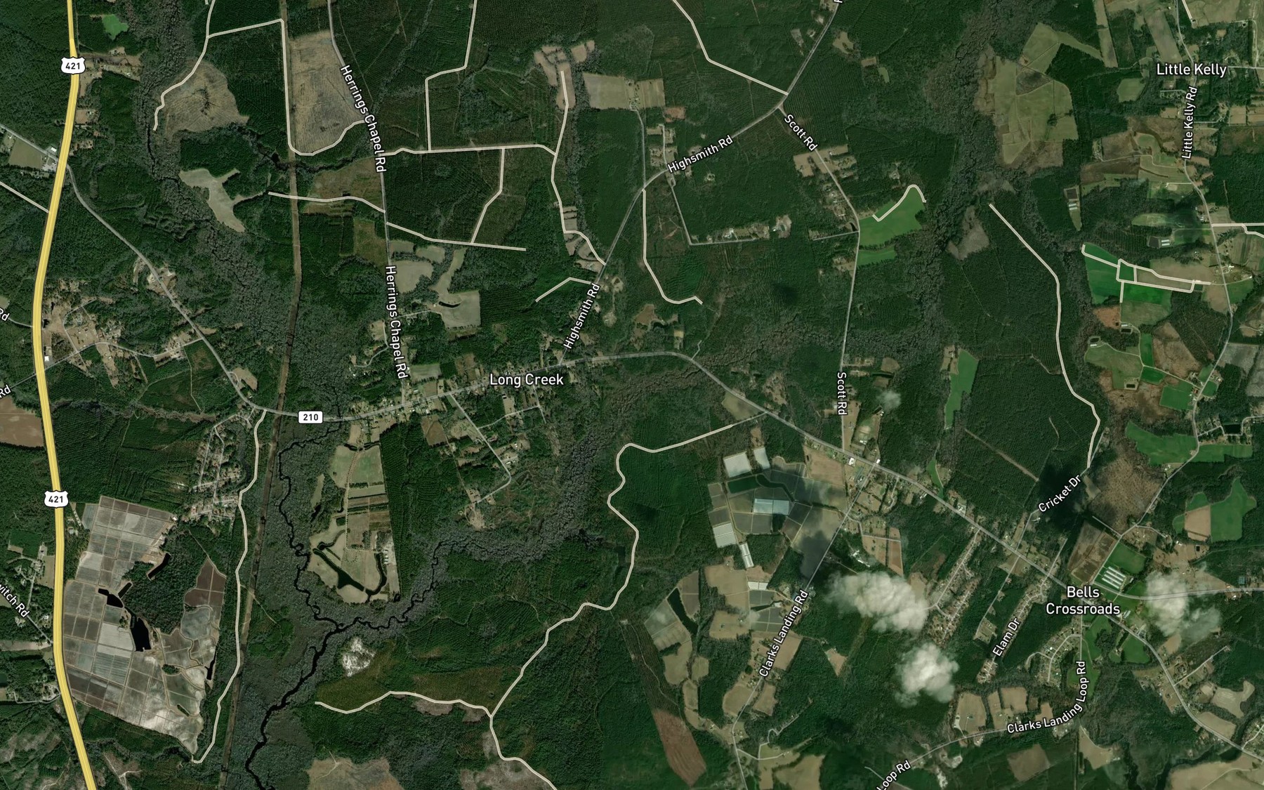 Satellite map of the Guffords Branch
