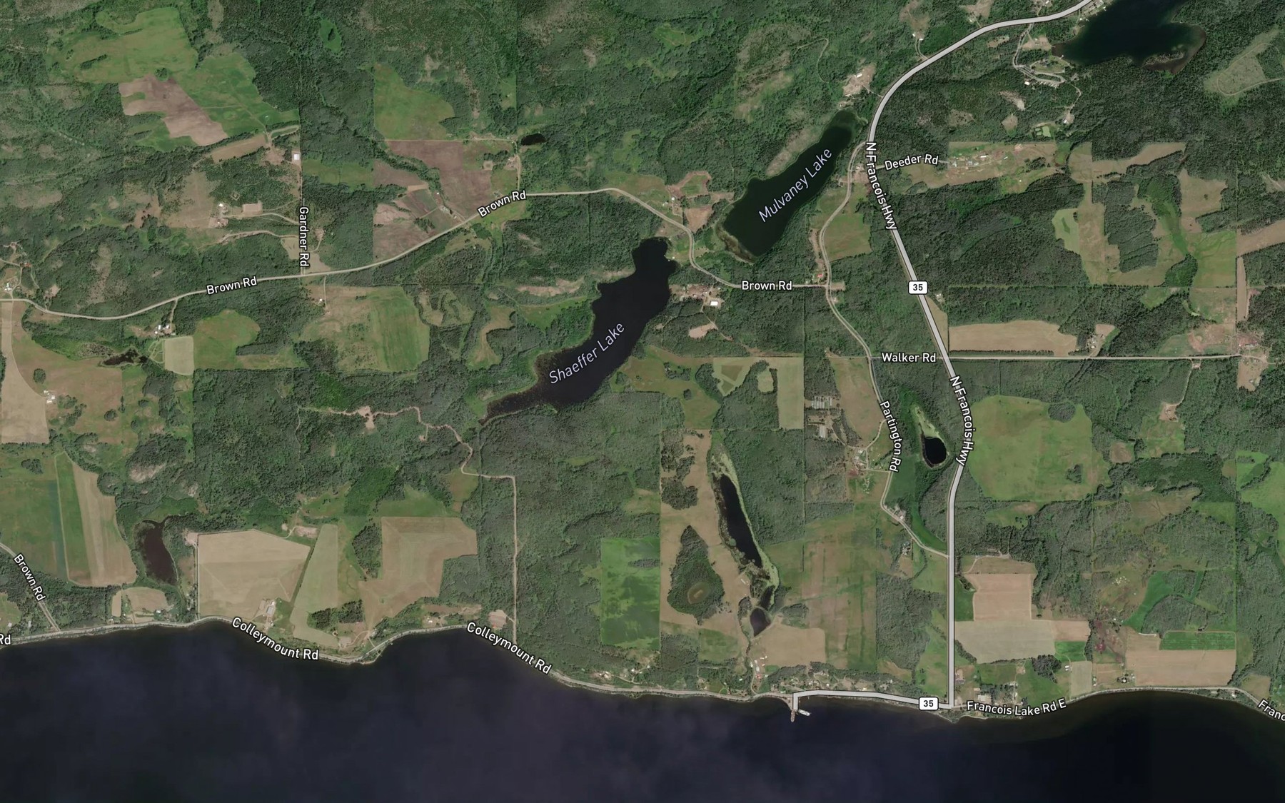 Satellite map of the Evans Creek