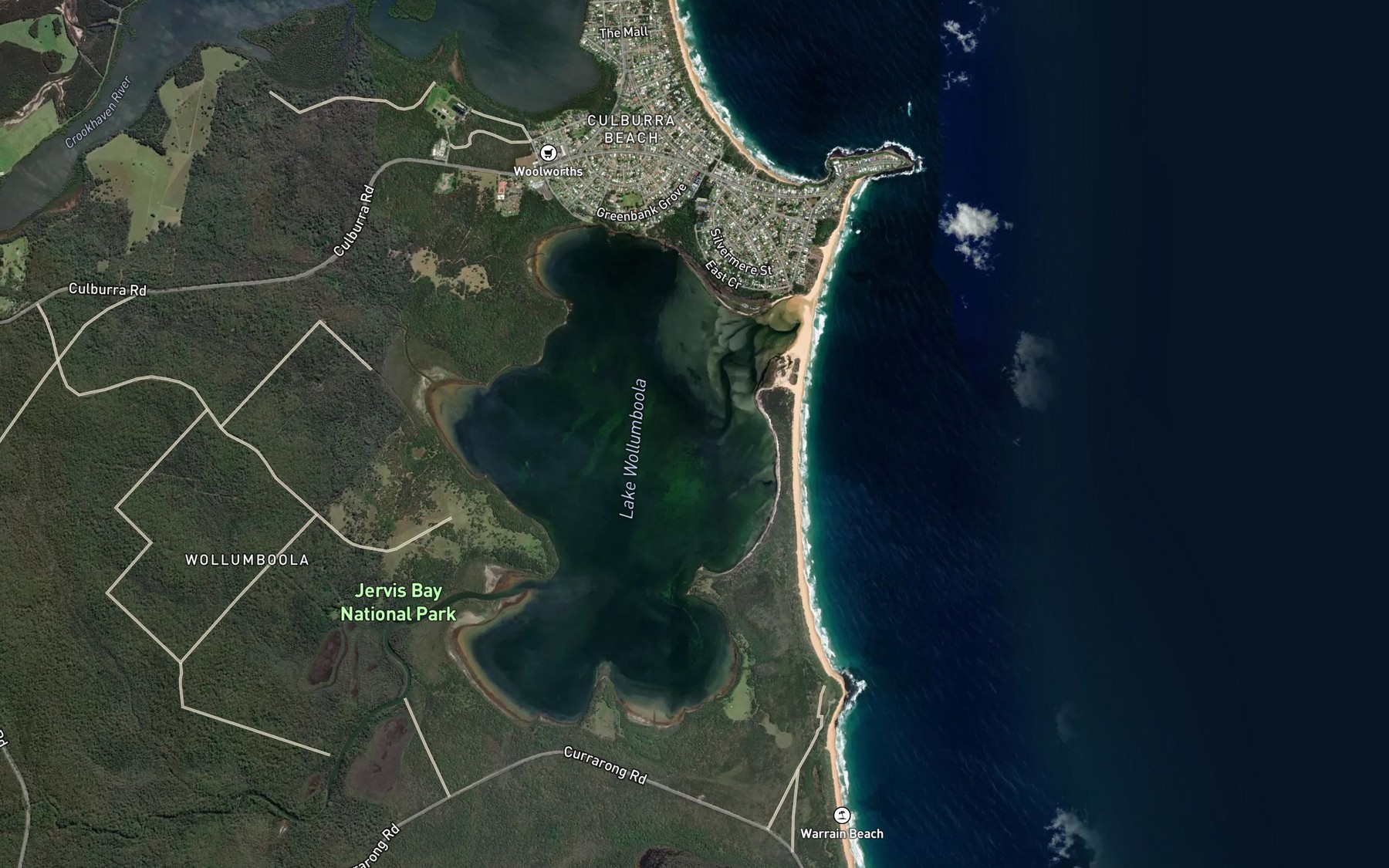 Satellite map of the Wollumboola Lake