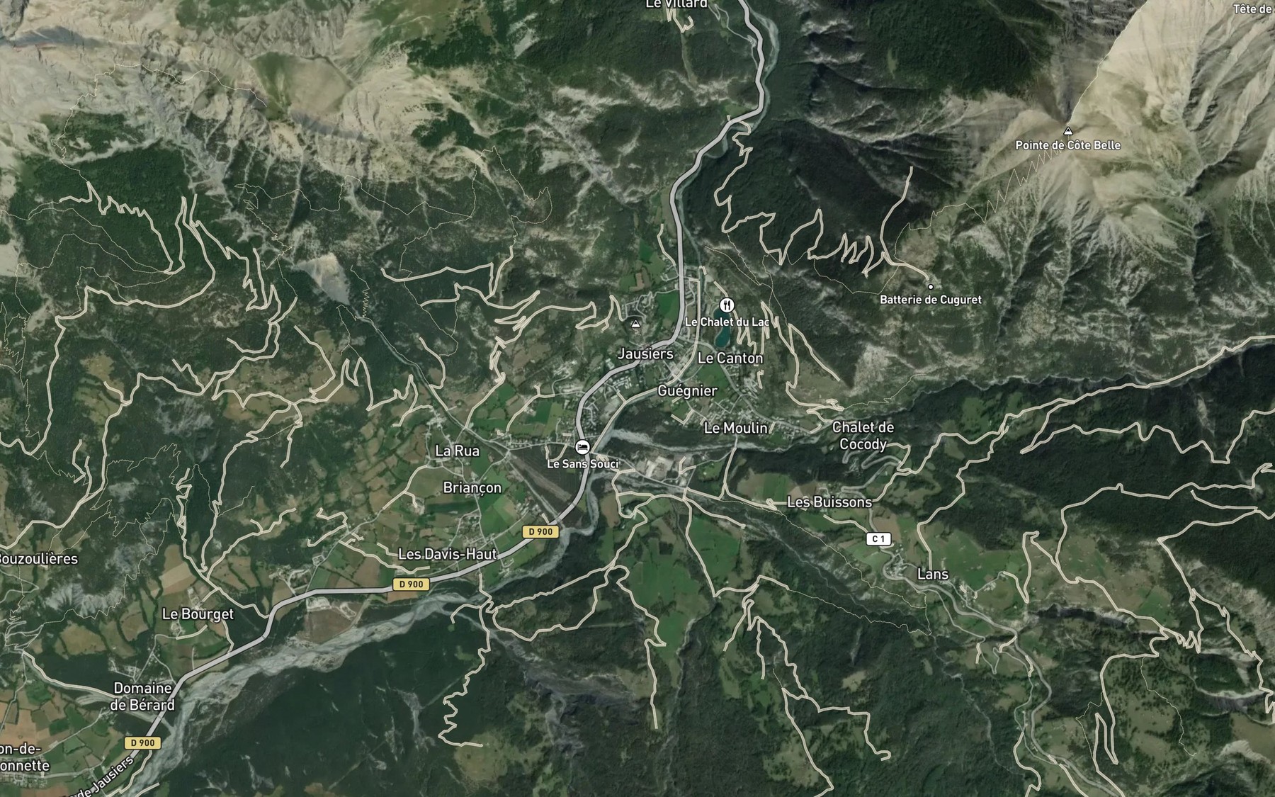 Satellite map of the Ruisseau d'Abries
