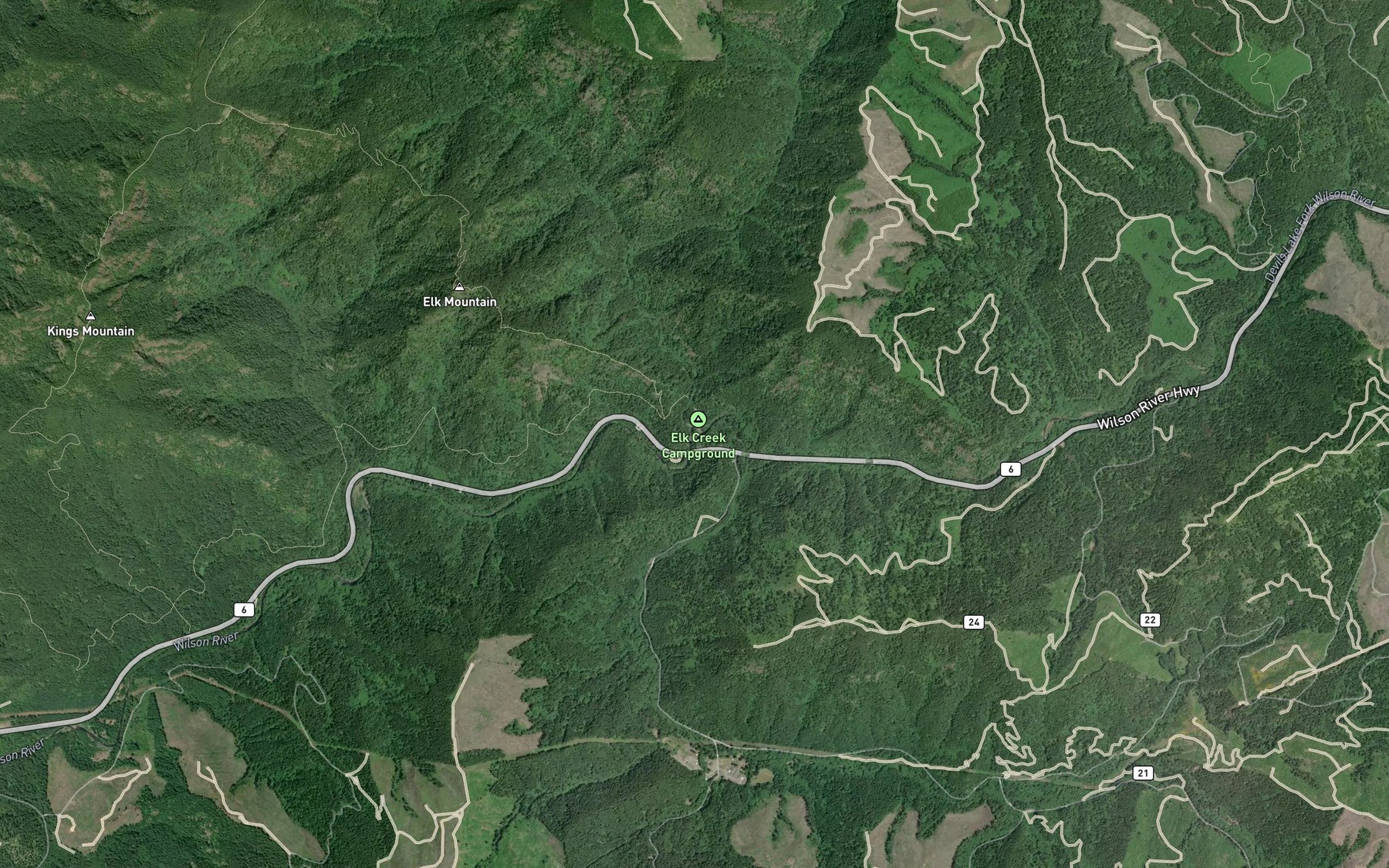 Satellite map of the Elk Creek